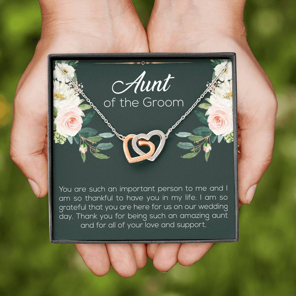 Aunt of the Groom Gifts, You’re an Important Person To Me, Interlocking Heart Necklace For Women, Wedding Day Thank You Ideas From Groom