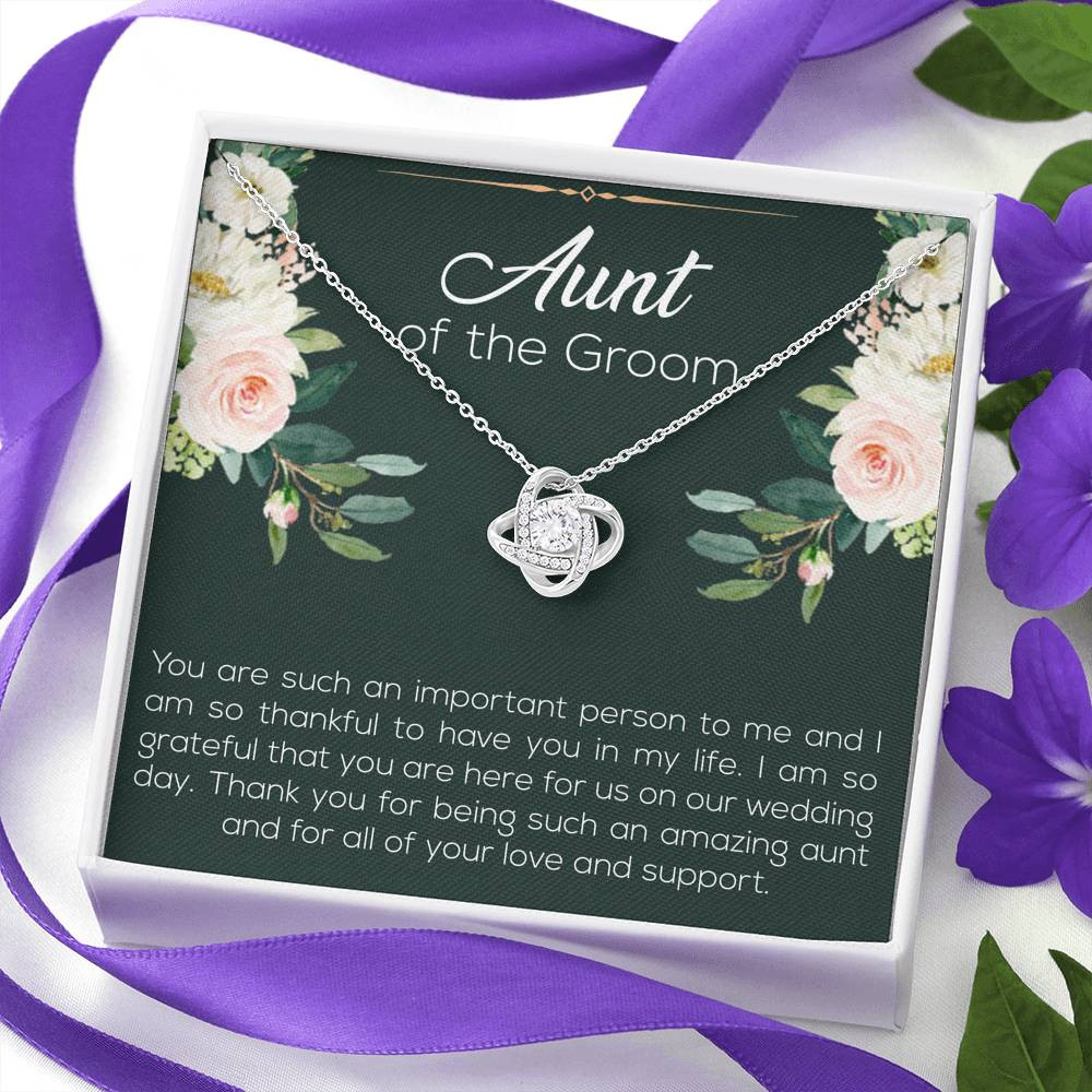 Aunt of the Groom Gifts, You’re an Important Person To Me, Love Knot Necklace For Women, Wedding Day Thank You Ideas From Groom