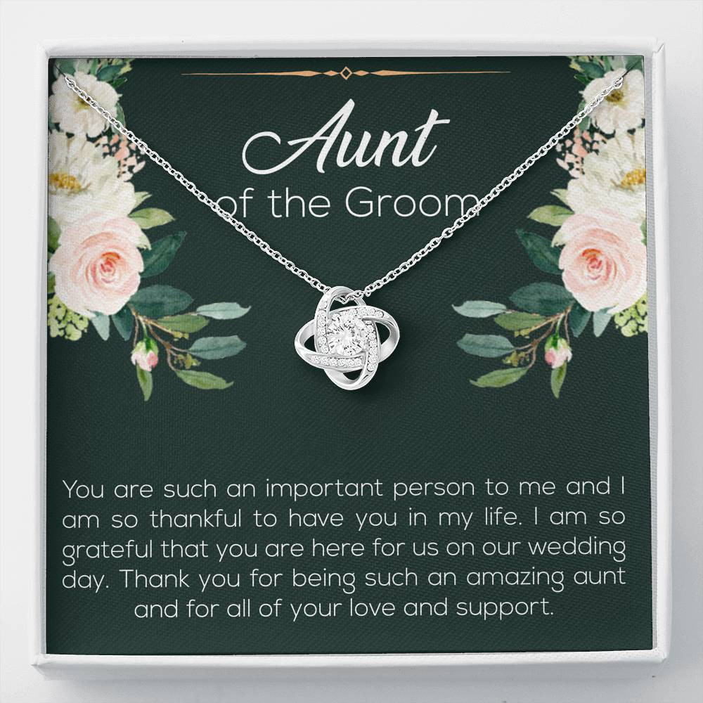 Aunt of the Groom Gifts, You’re an Important Person To Me, Love Knot Necklace For Women, Wedding Day Thank You Ideas From Groom