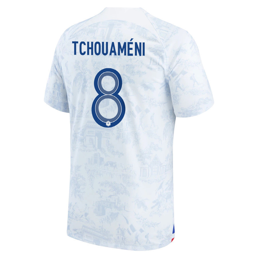 Aurelien Tchouameni 8 FIFA World Cup Qatar 2022 France National Team – Away Patch Soccer Jersey, Men