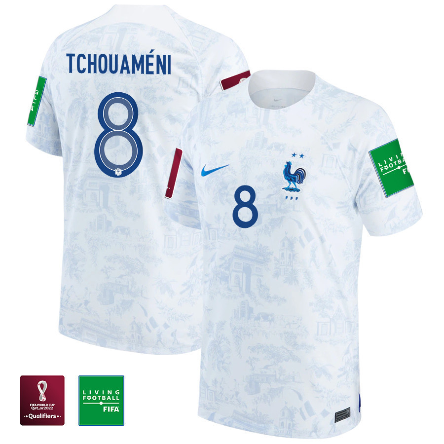 Aurelien Tchouameni 8 FIFA World Cup Qatar 2022 France National Team – Away Patch Soccer Jersey, Men