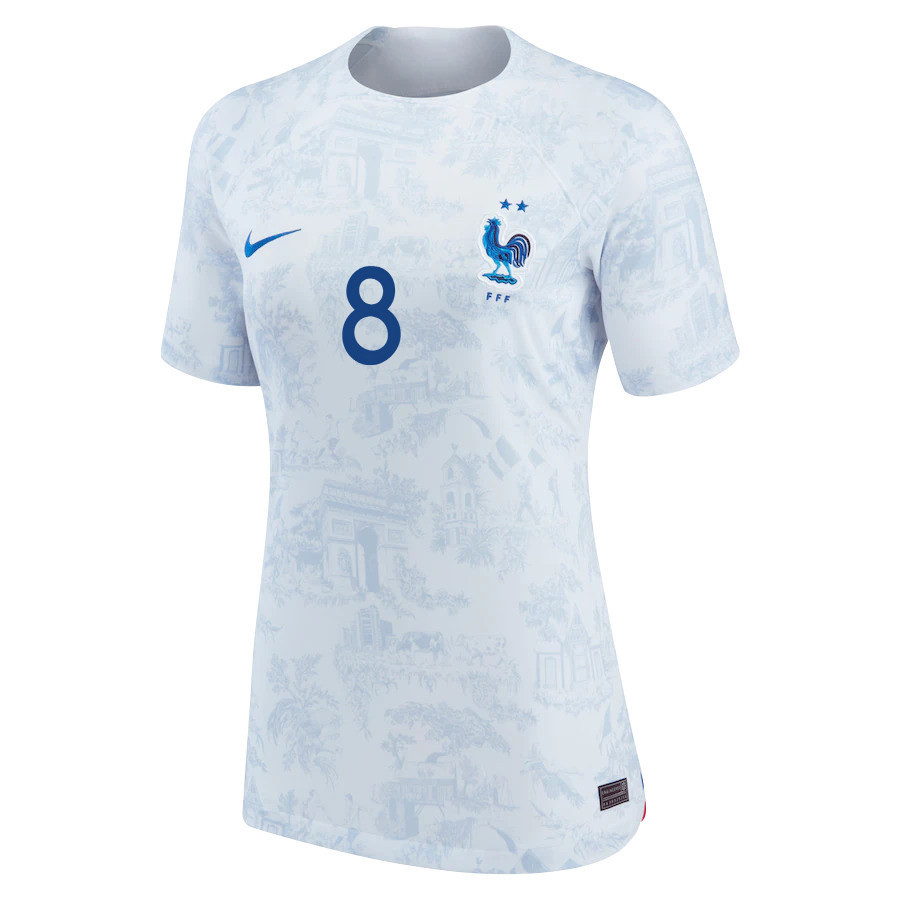 Aurelien Tchouameni 8 FIFA World Cup Qatar 2022 Patch France National Team – Away Women Soccer Jersey