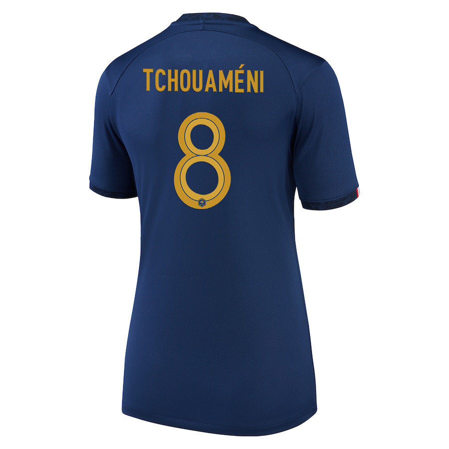 Aurelien Tchouameni 8 France National Team 2022-23 Qatar World Cup – Home Women Soccer Jersey, Midnight Navy