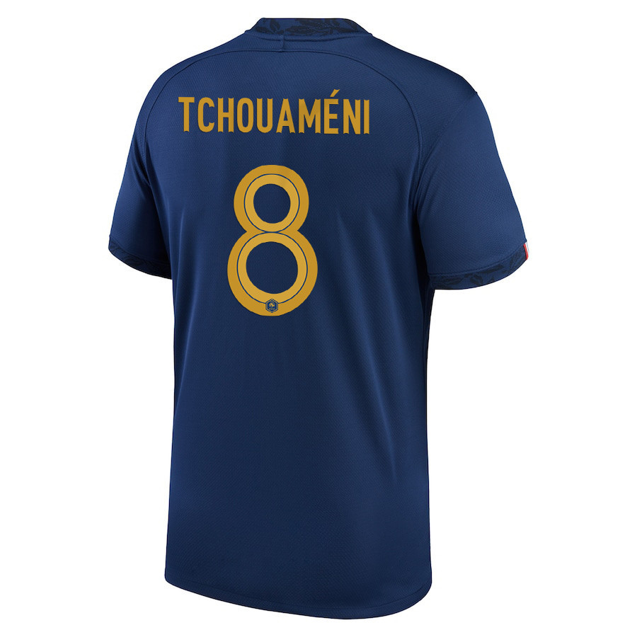 Aurelien Tchouameni 8 France National Team 2022-23 Qatar World Cup Home Soccer Jersey- Midnight Navy