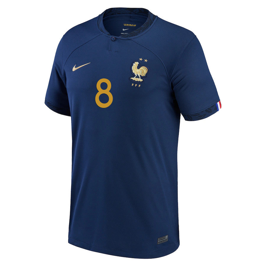 Aurelien Tchouameni 8 France National Team 2022-23 Qatar World Cup Home Soccer Jersey- Midnight Navy