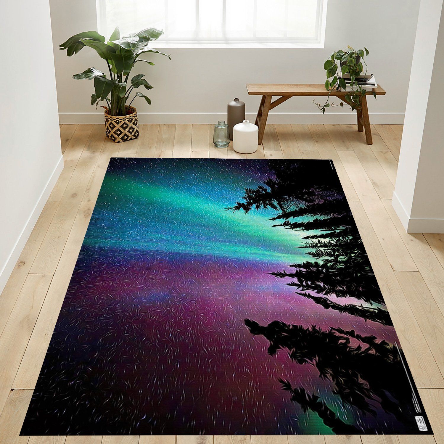 Aurora Borealis Sky Rectangle Rug – Custom Size And Printing