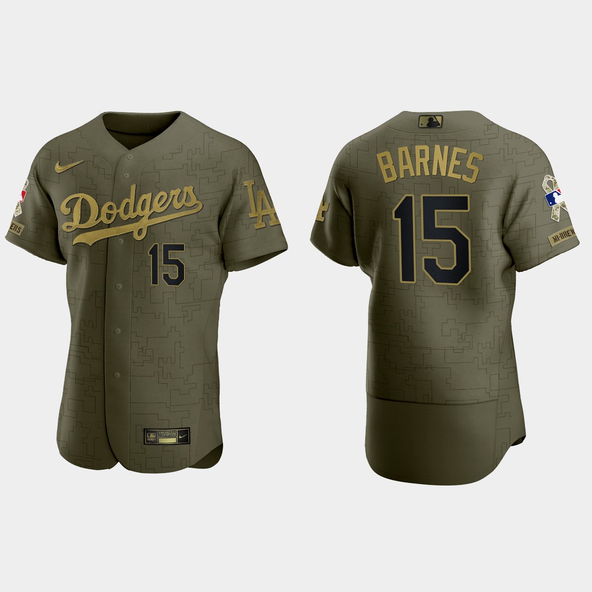 Austin Barnes Los Angeles Dodgers 2021 Salute to Service Digital Camo Jersey – Green