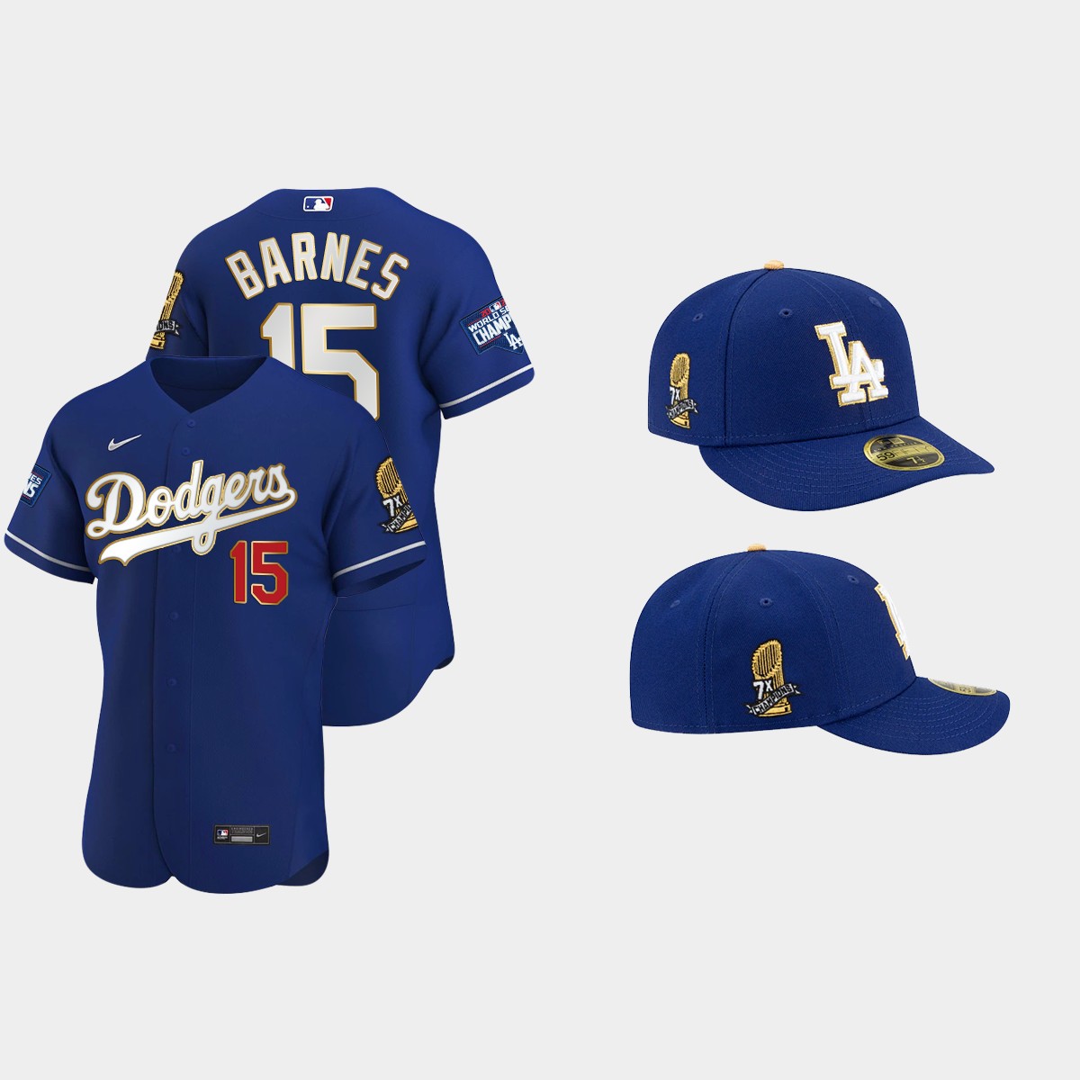 Austin Barnes Los Angeles Dodgers 7X Champs Trophy Jersey Cap Jersey – Royal