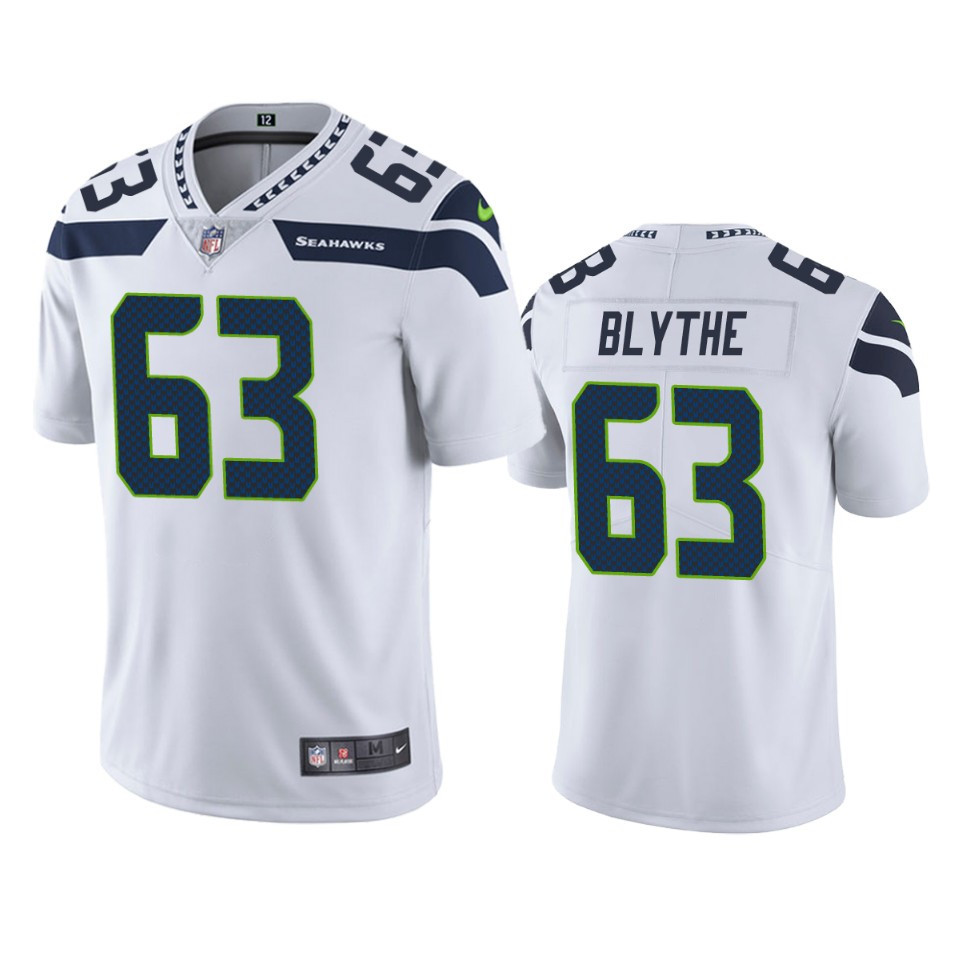 Austin Blythe 63 Seattle Seahawks White Vapor Limited Stitched Jersey