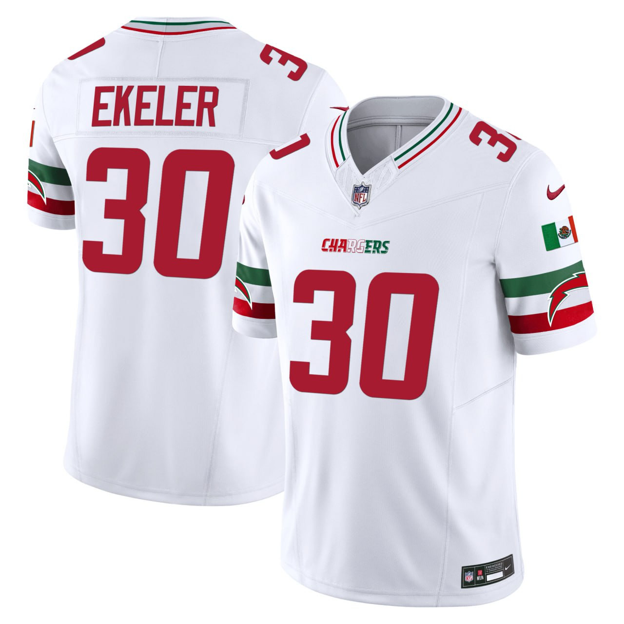 Austin Ekeler Los Angeles Chargers White Mexico Jersey - All Stitched