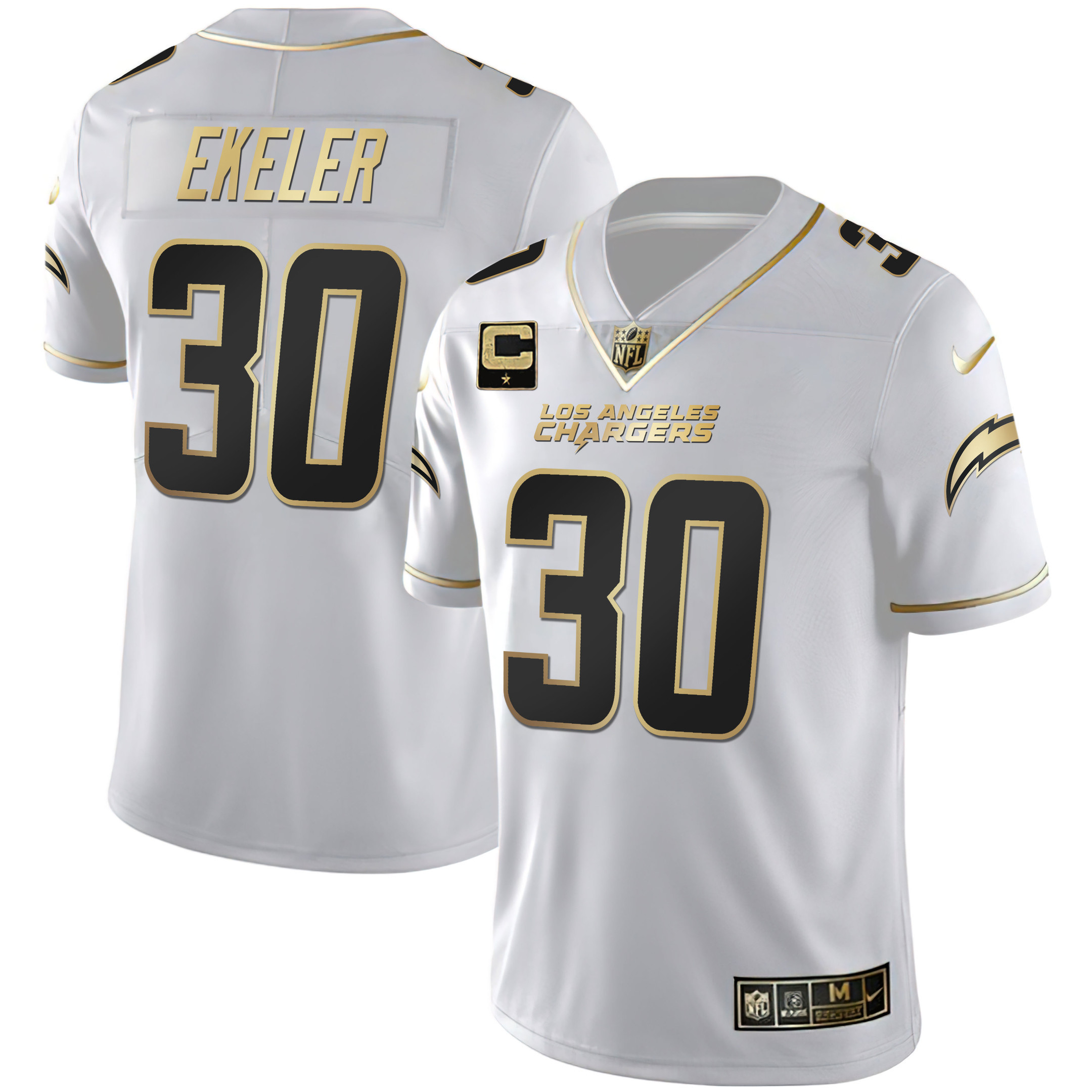Austin Ekeler Women's Los Angeles Chargers White Gold & Black Gold Jersey - All Stitched