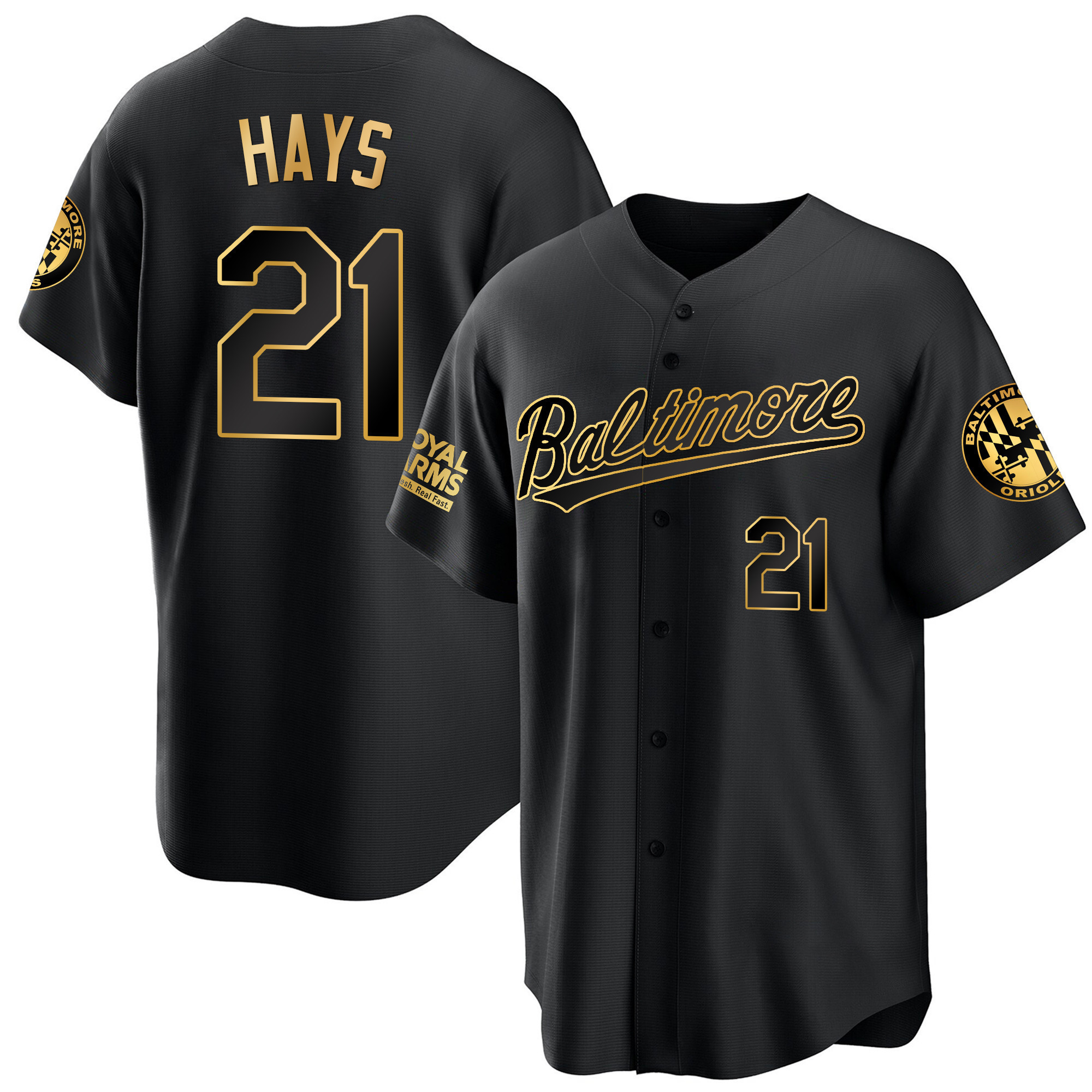 Austin Hays Men’s Baltimore Orioles 2023 Gold Cool Black Gold Jersey - All Stitched