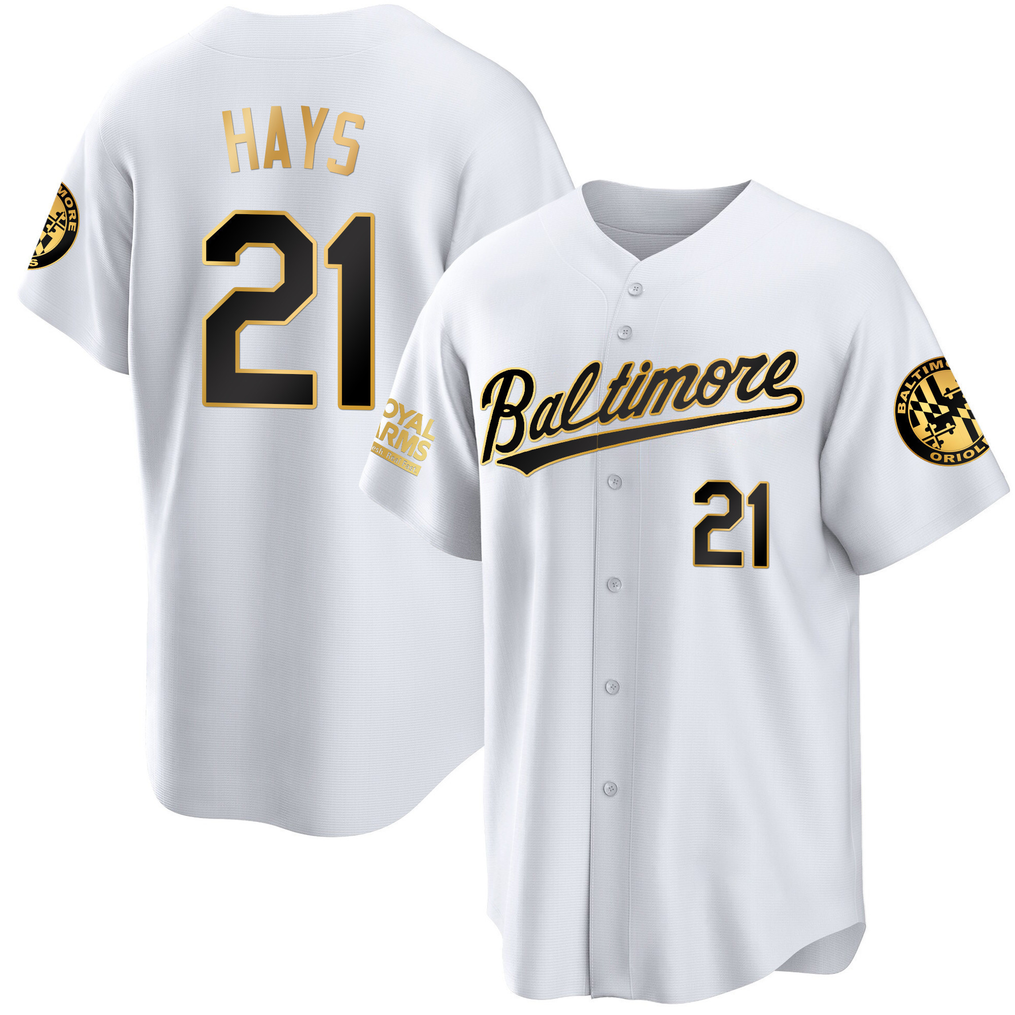 Austin Hays Men’s Baltimore Orioles 2023 Gold Cool White Gold Jersey - All Stitched