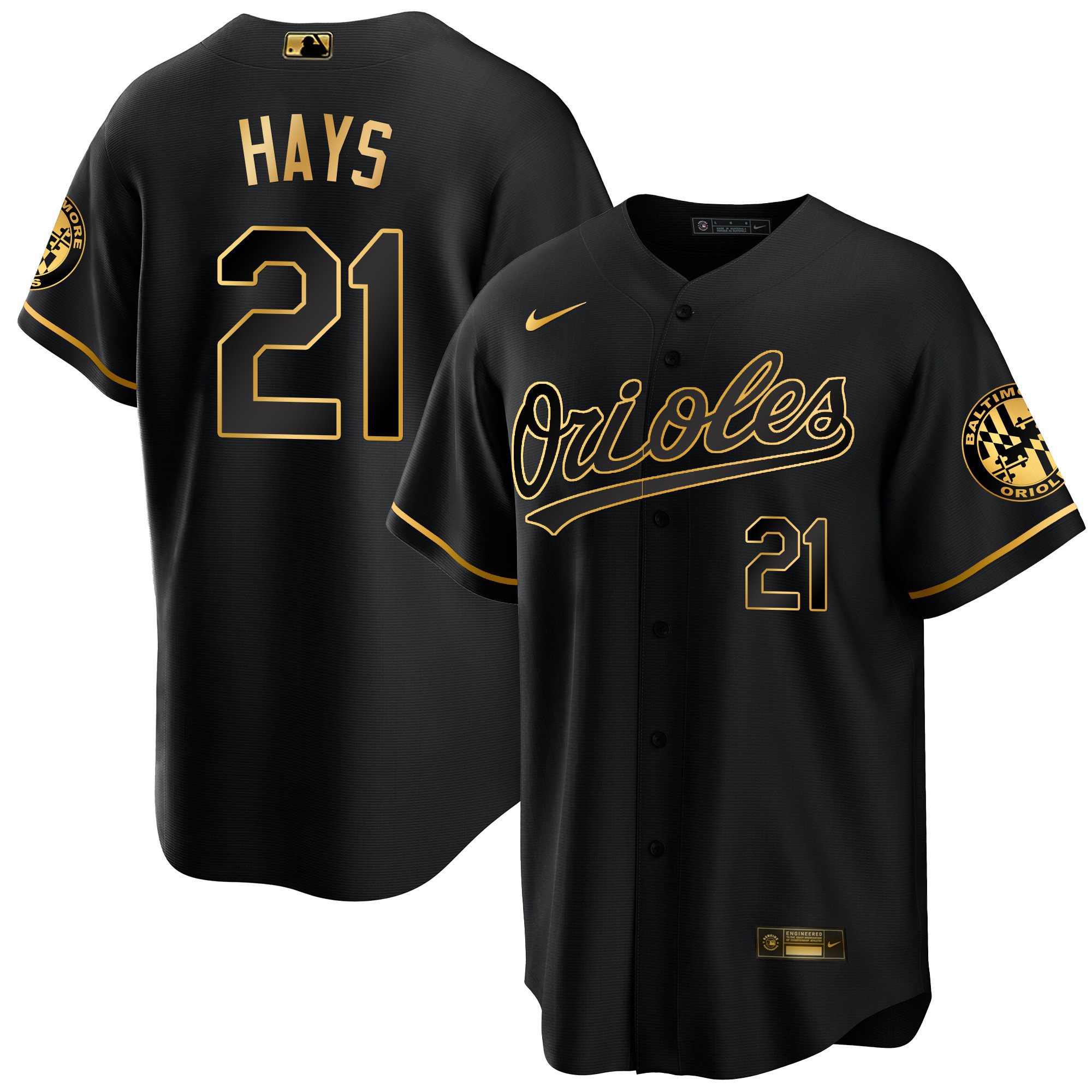 Austin Hays Men’s Baltimore Orioles 2023 Special Gold Cool Black Gold Jersey - All Stitched