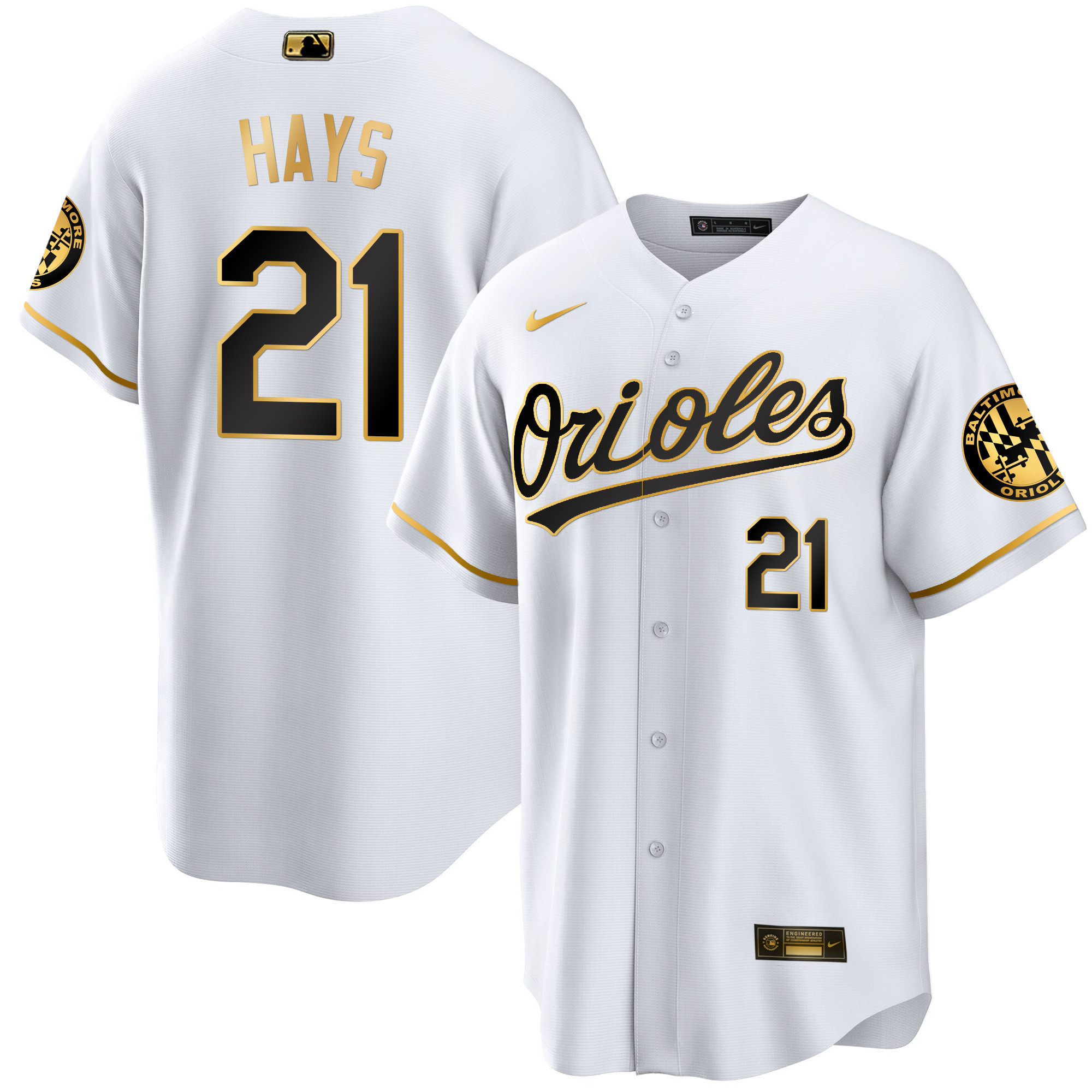 Austin Hays Men’s Baltimore Orioles 2023 Special Gold Cool White Gold Jersey - All Stitched