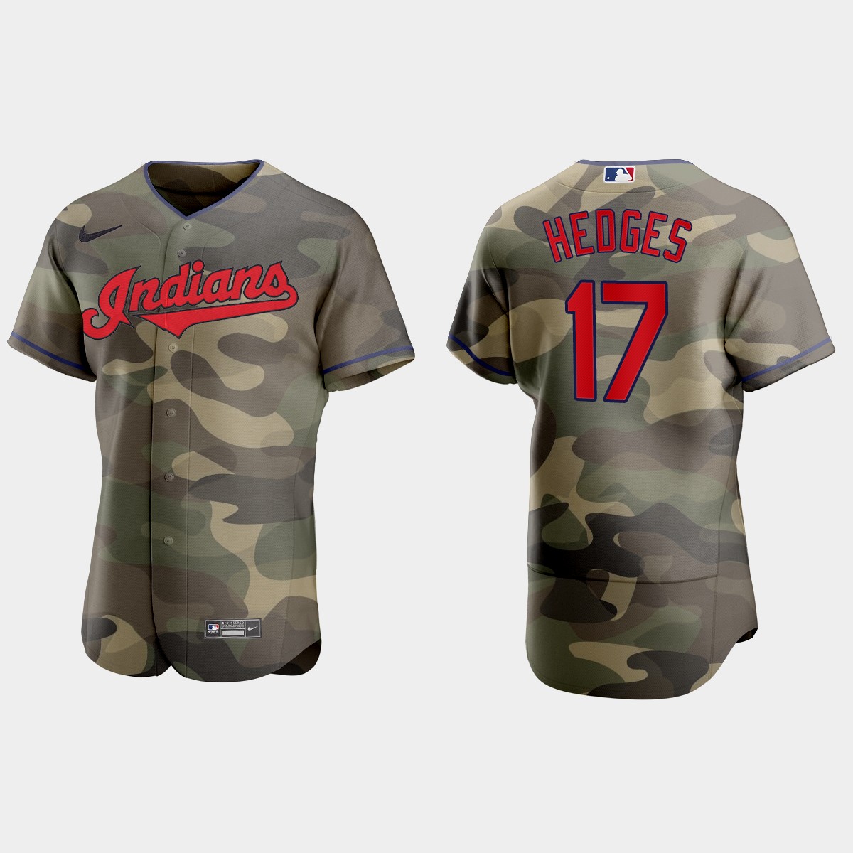 Austin Hedges Cleveland Indians 2021 National Armed Forces Day Jersey – Camo