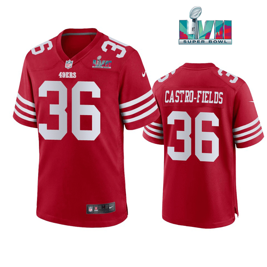 Austin Mack 36 San Francisco 49Ers Super Bowl LVII Men Game Stitched Jersey- Scarlet