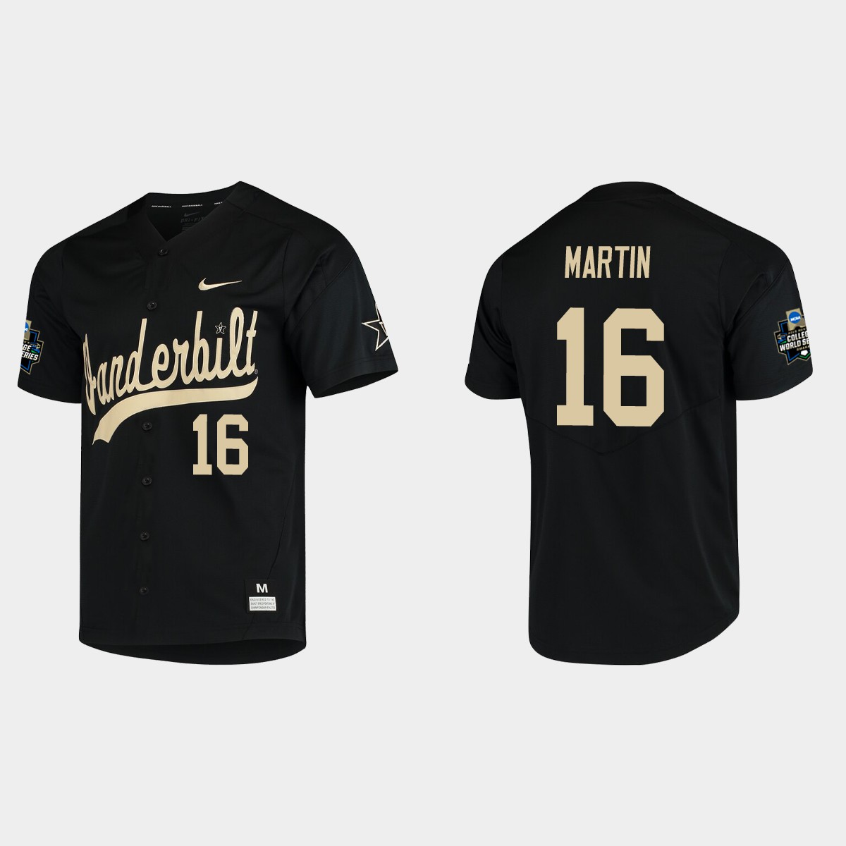 Austin Martin Vanderbilt Commodores College World Series Jersey - Black