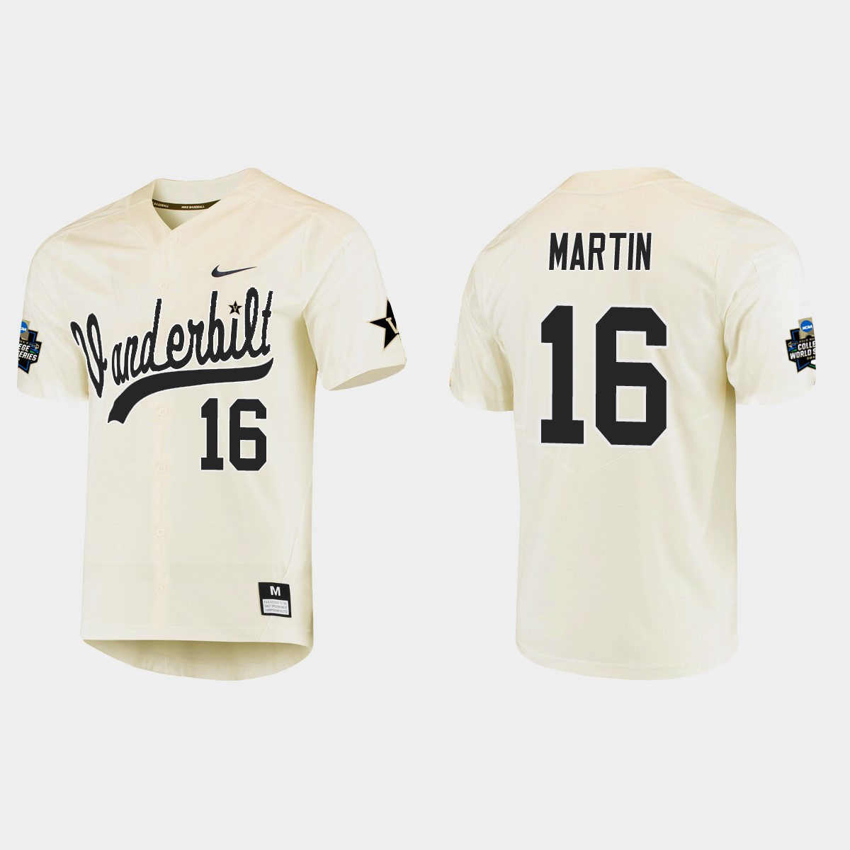Austin Martin Vanderbilt Commodores College World Series Jersey - Cream