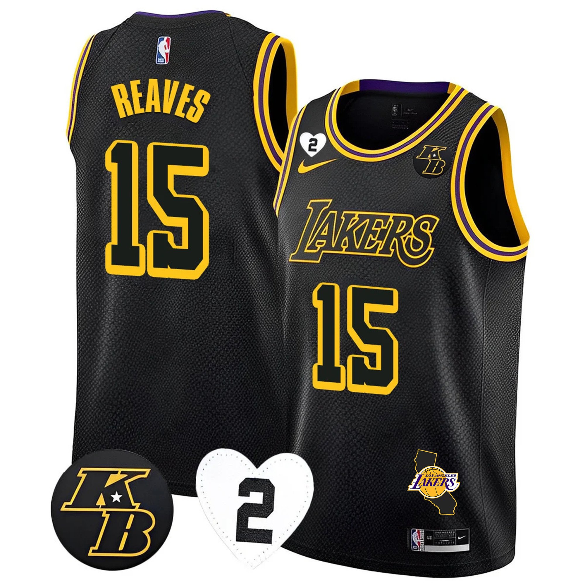 Austin Reaves Men's Los Angeles Lakers California Patch Kobe & GiGi Jersey - All Stitched