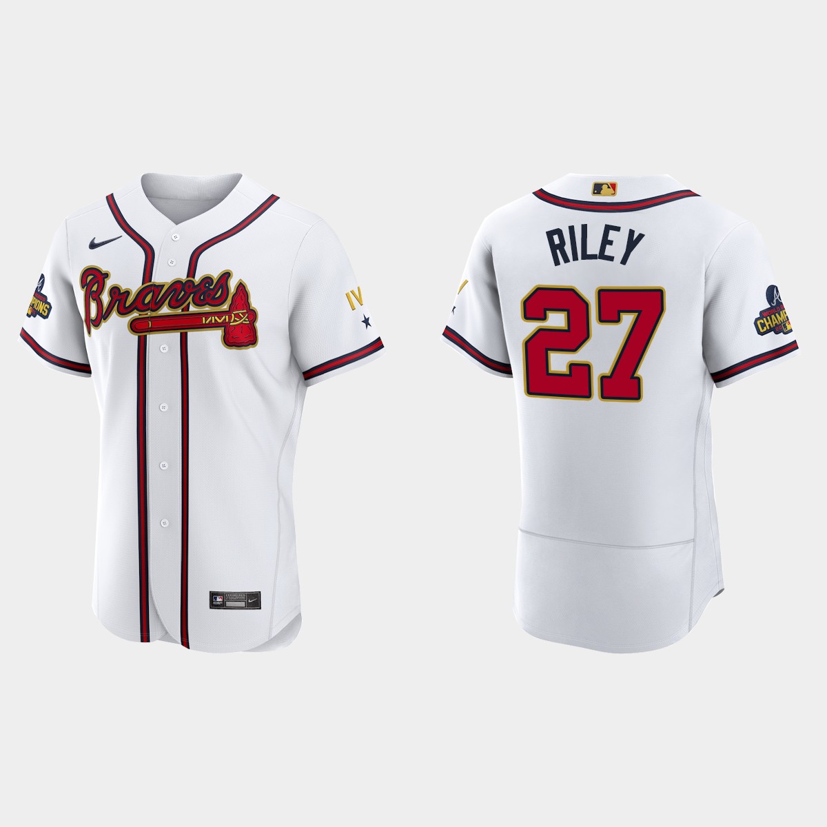 Austin Riley Atlanta Braves 2022 Gold Program White Jersey