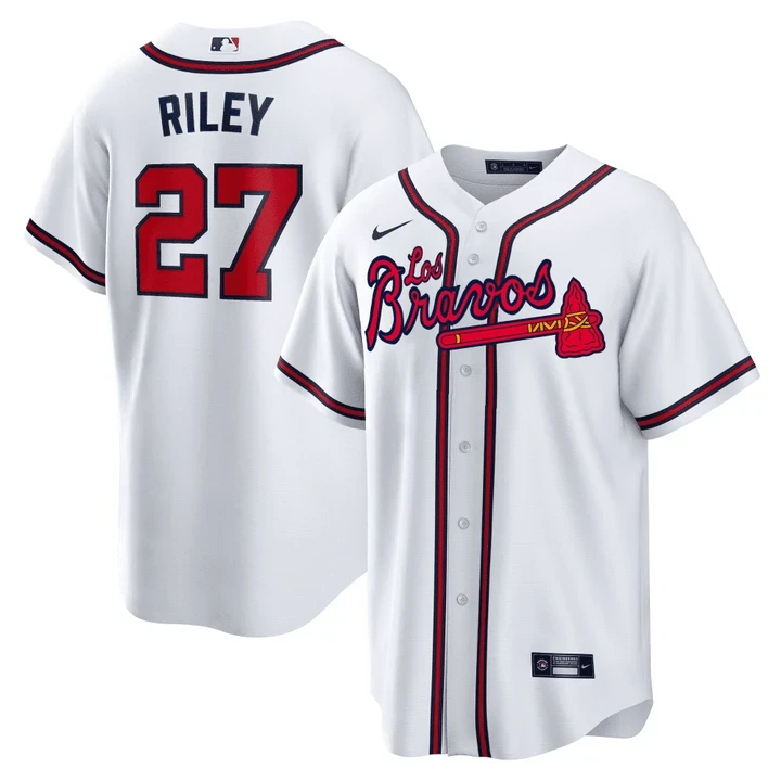 Austin Riley Atlanta Braves Los Bravos White Cool Base Jersey - All Stitched