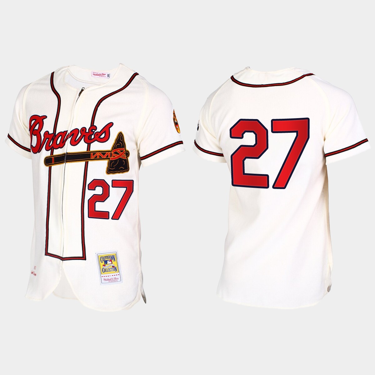 Austin Riley Atlanta Braves Throwback Jersey - Cream