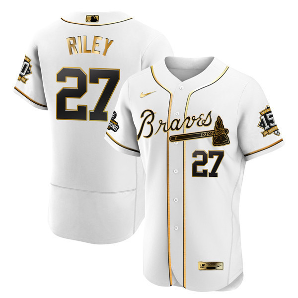 Austin Riley Atlanta Braves World Series Champion White Gold Flex Base 2021 Jersey - All Stitched