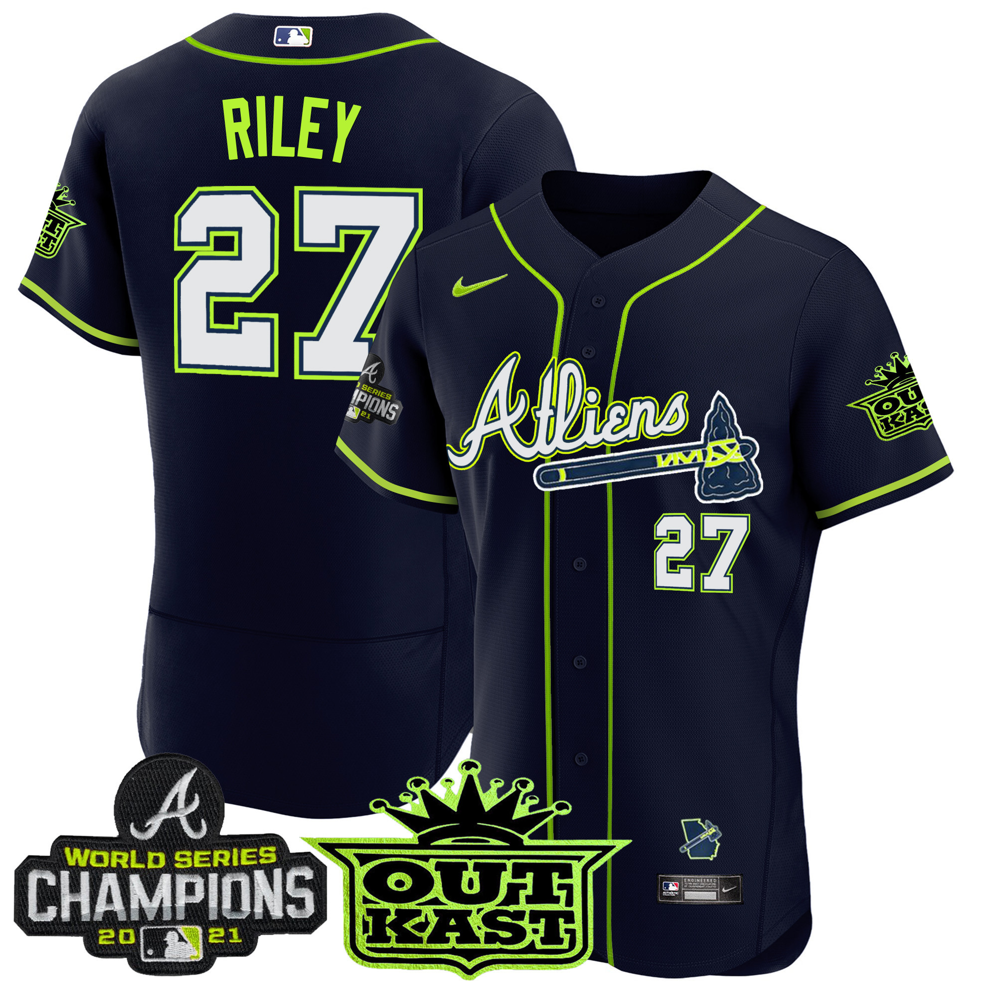 Austin Riley Men's Atlanta Braves Atliens Champions Flex Base Jersey - All Stitched