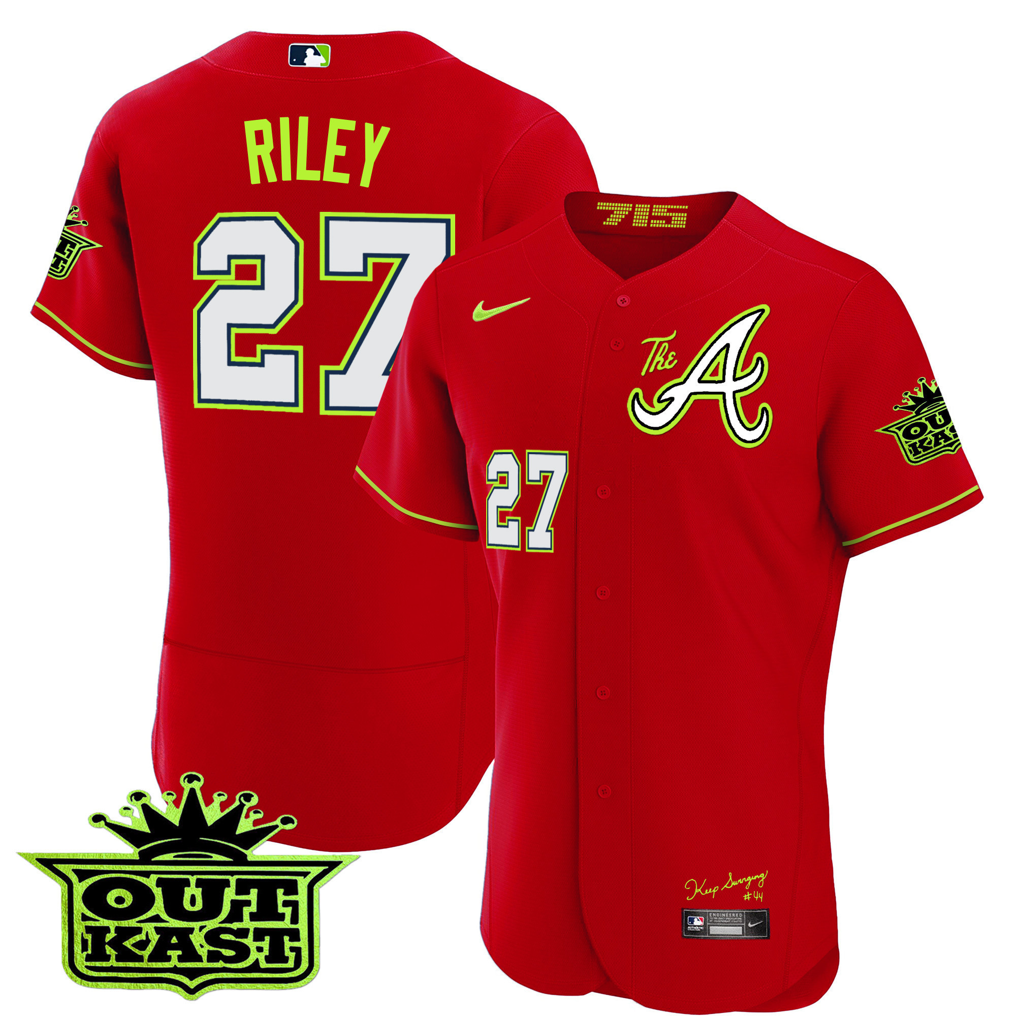 Austin Riley Men's Atlanta Braves Atliens The A Flex Base Red Jersey - All Stitched