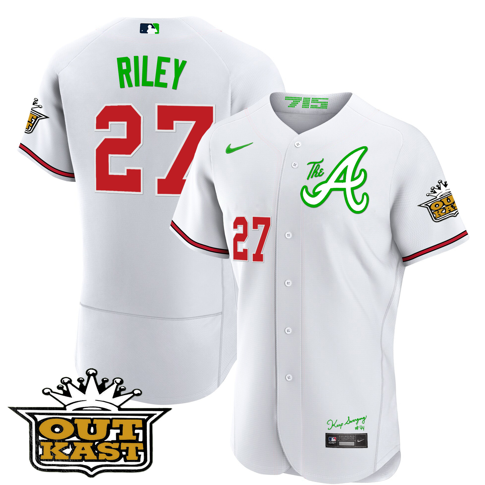 Austin Riley Men's Atlanta Braves Atliens The A Flex Base White Jersey - All Stitched