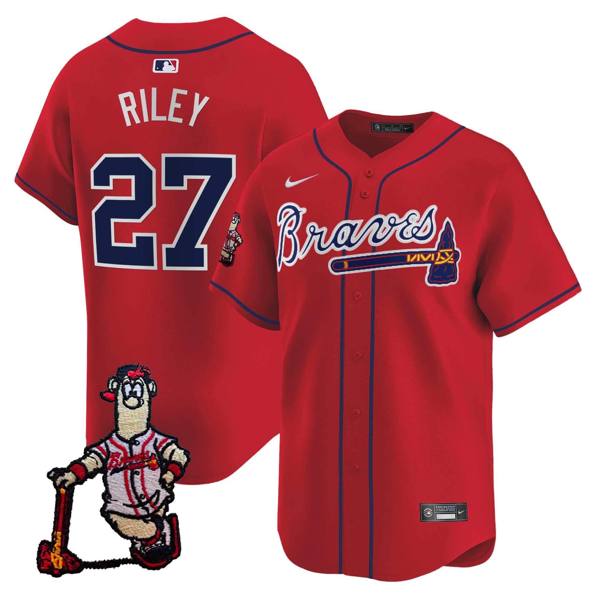 Austin Riley Men's Atlanta Braves Blooper Patch Vapor Premier Limited Red Jersey - All Stitched