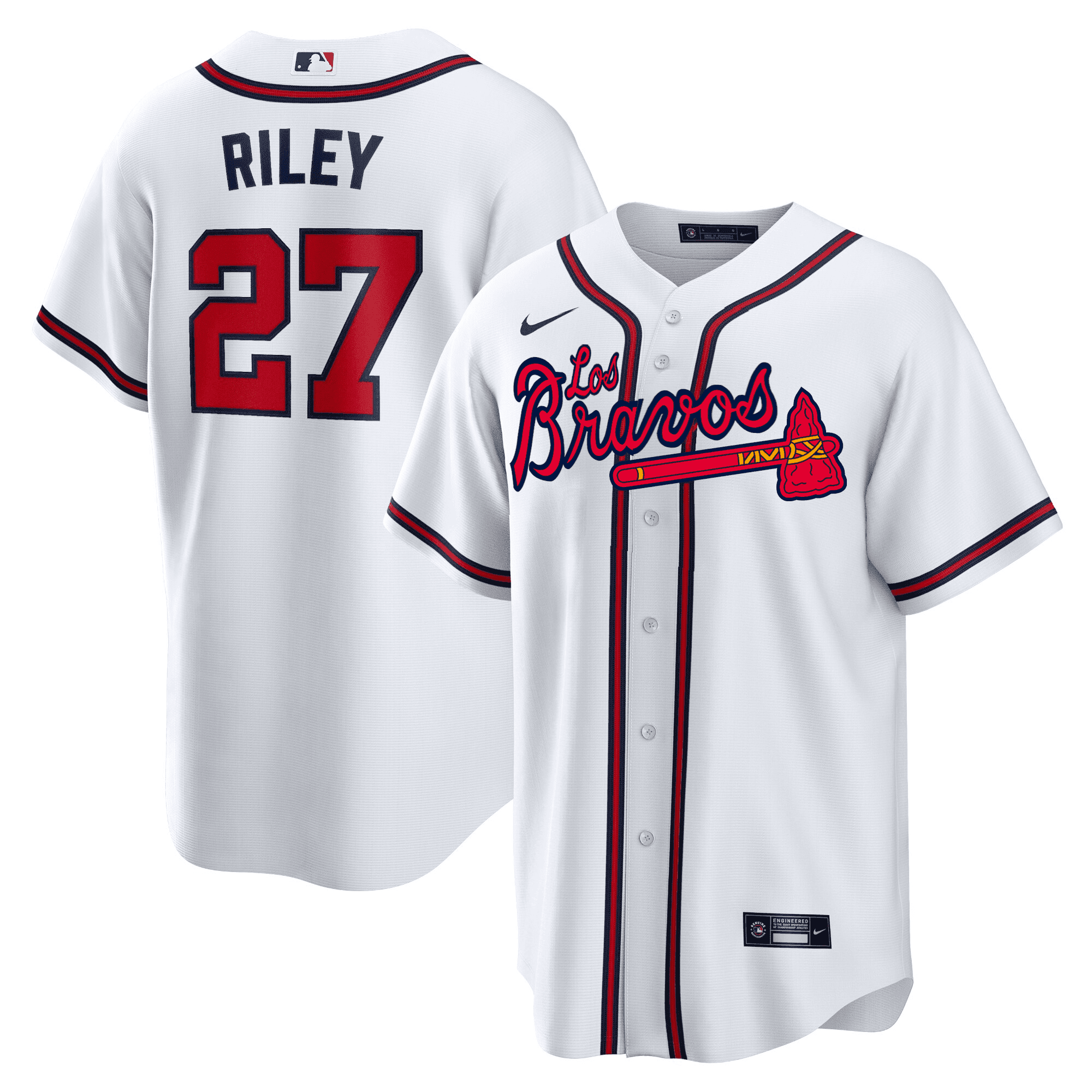 Austin Riley Men's Atlanta Braves Los Bravos Cool White  Jersey - All Stitched