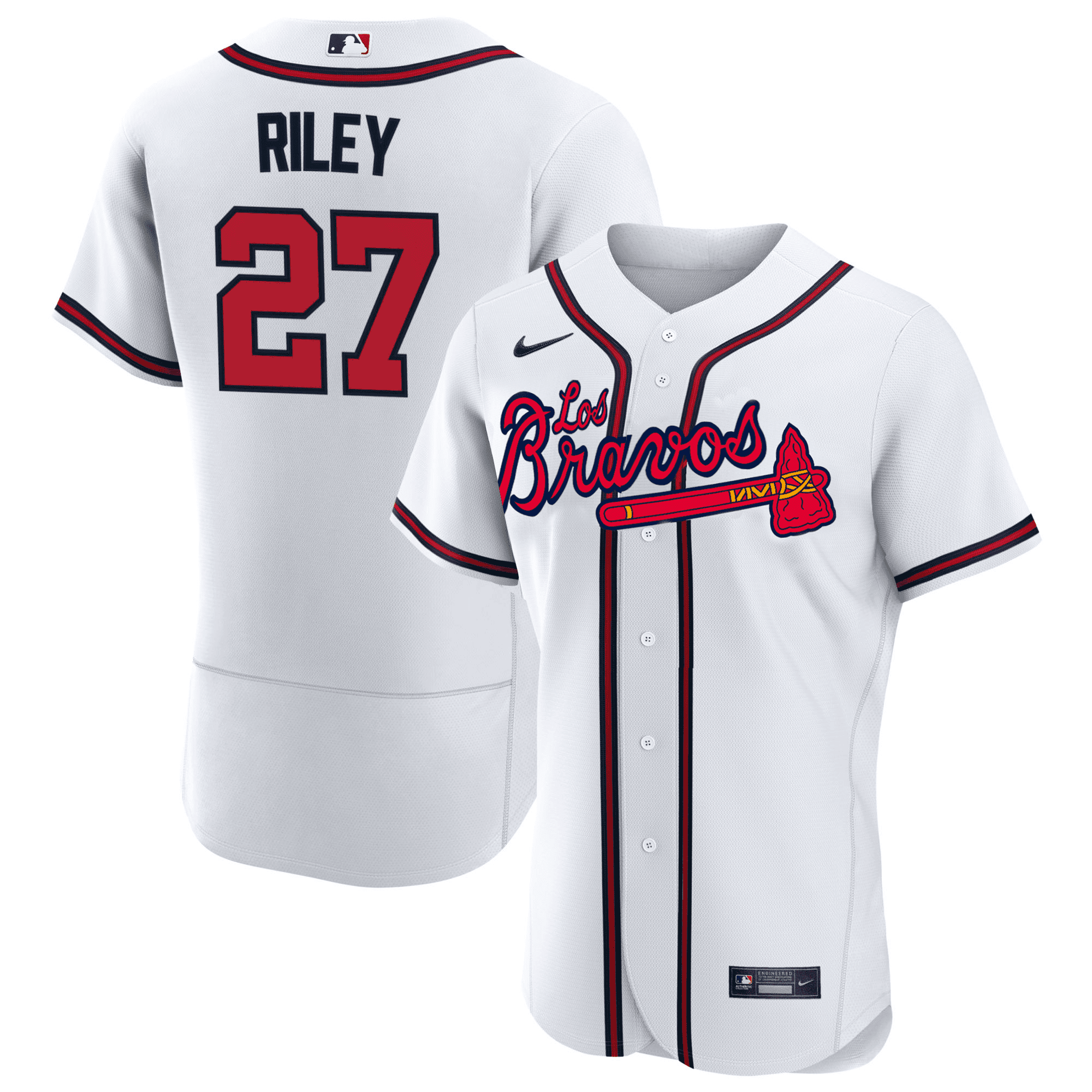 Austin Riley Men's Atlanta Braves Los Bravos Flex White  Jersey - All Stitched