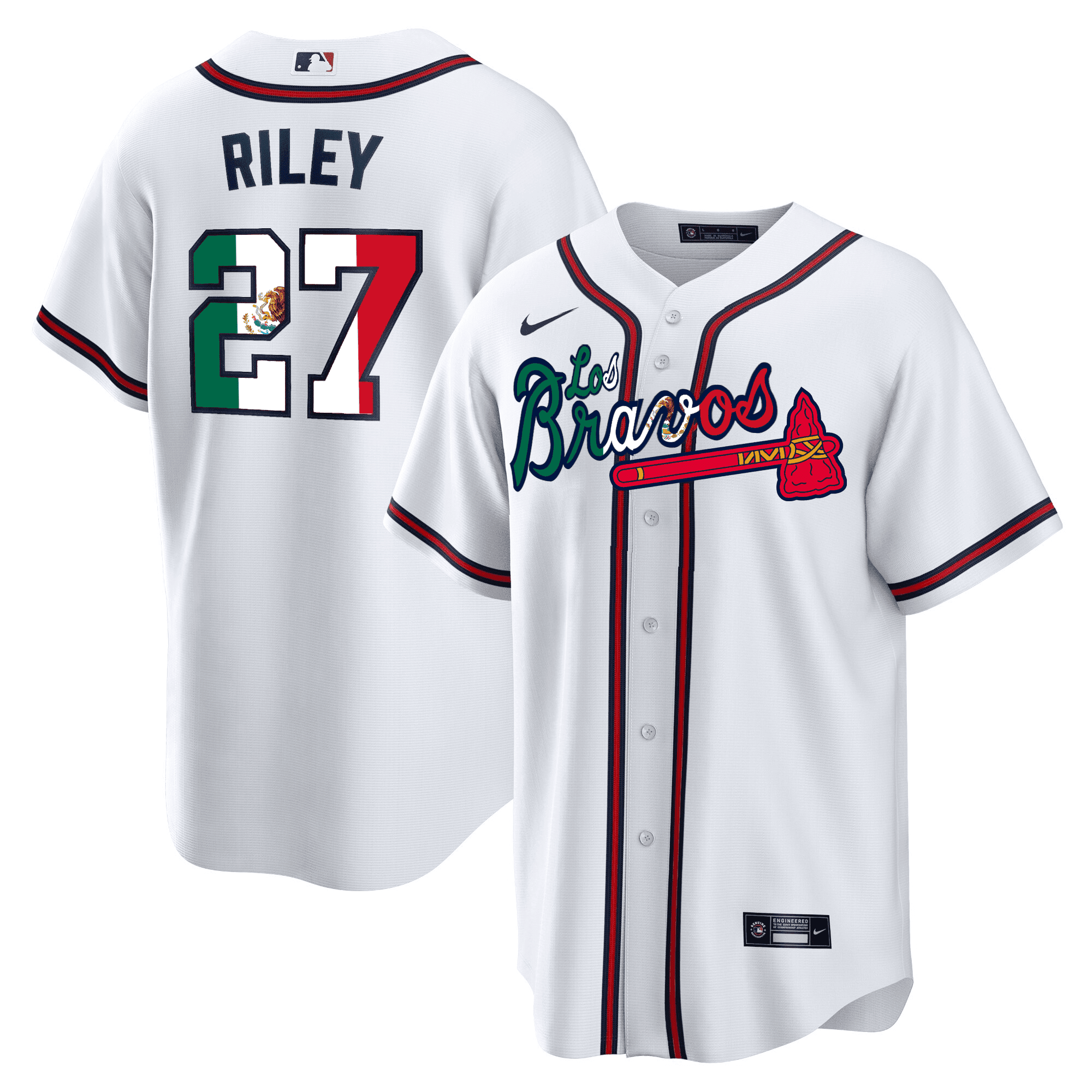 Austin Riley Men's Atlanta Braves Los Bravos Special Mexico Edition White  Jersey - All Stitched
