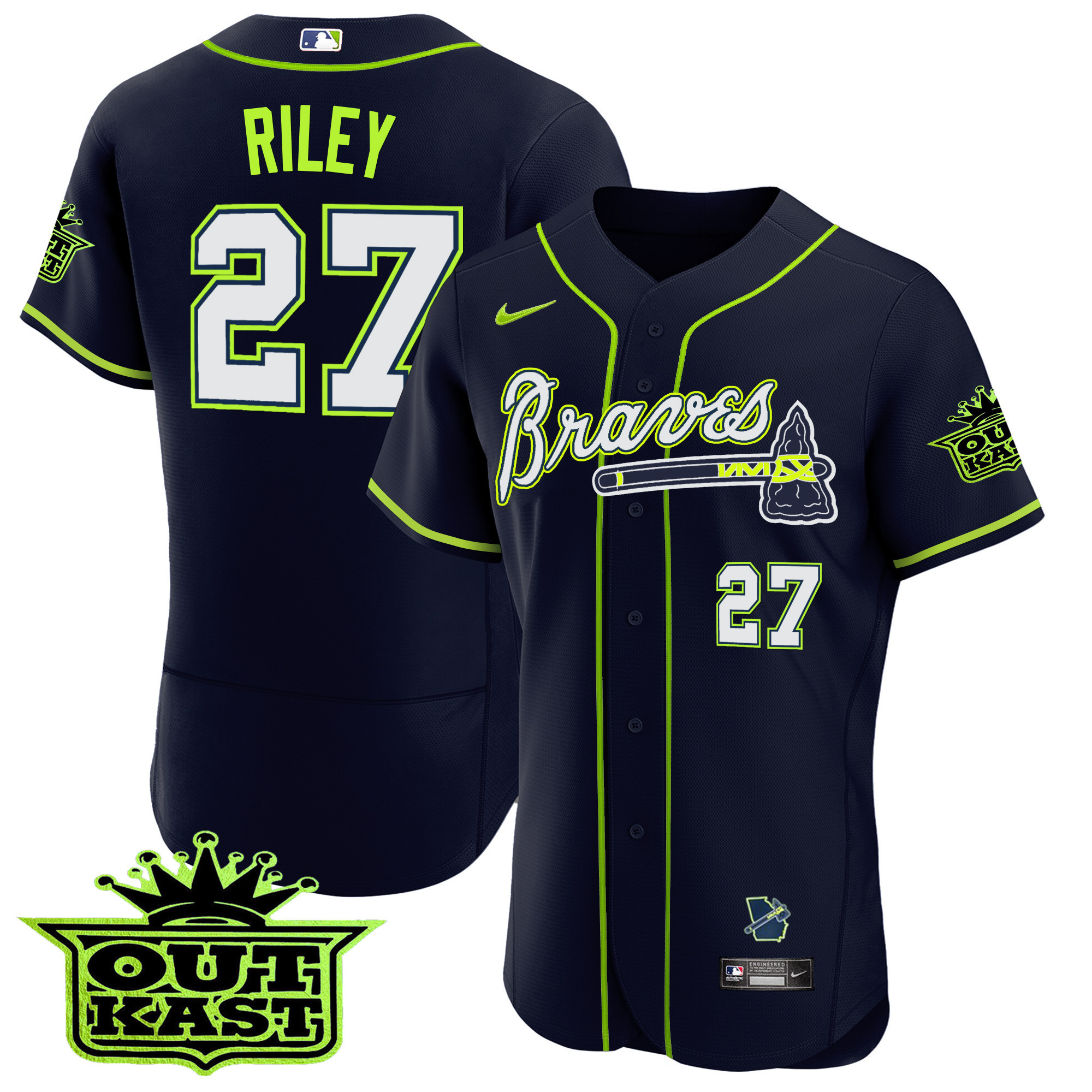 Austin Riley Men's Atlanta Braves Outkast Flex Base V2 Atliens Jersey - All Stitched