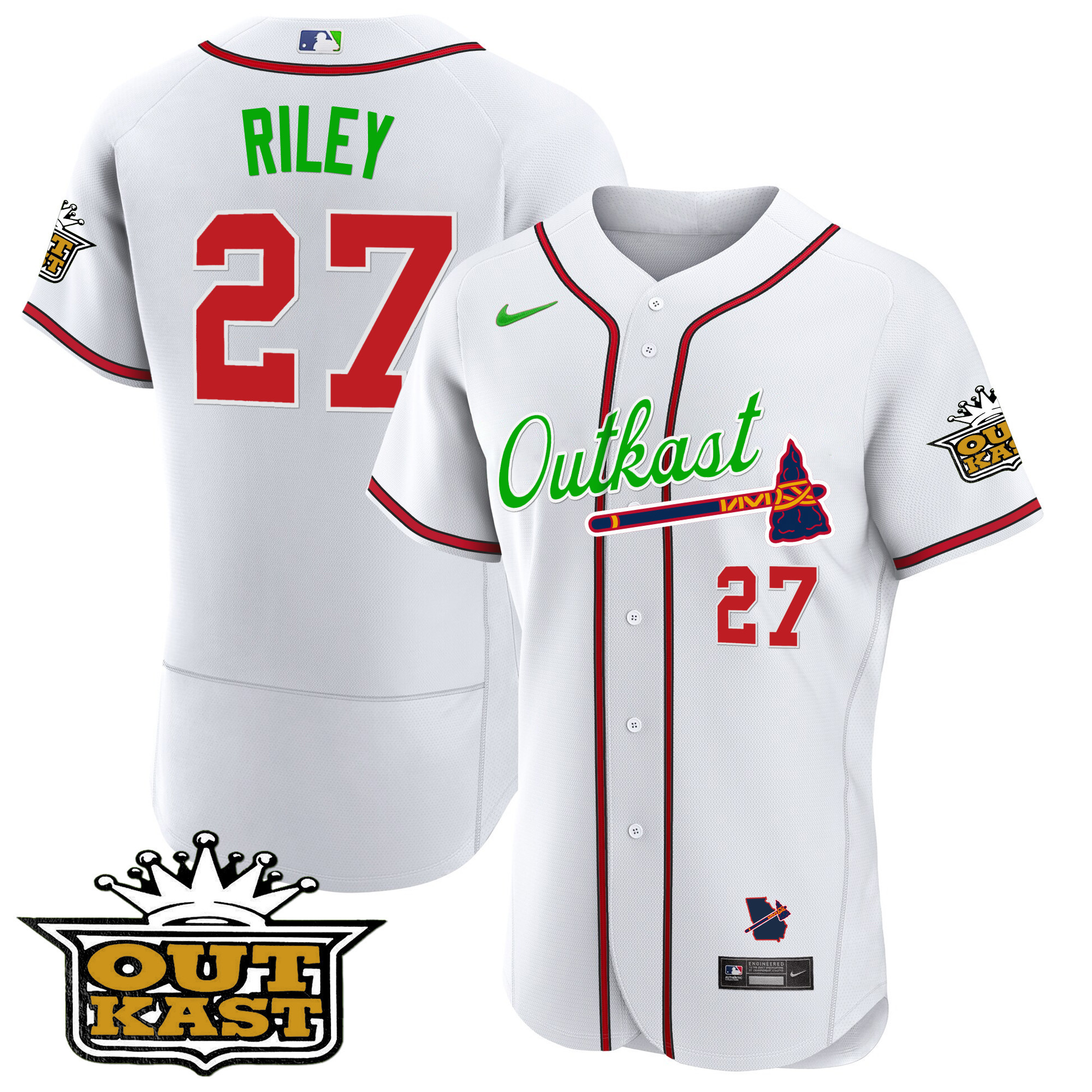 Austin Riley Men's Atlanta Braves Outkast Flex Base White Jersey - All Stitched
