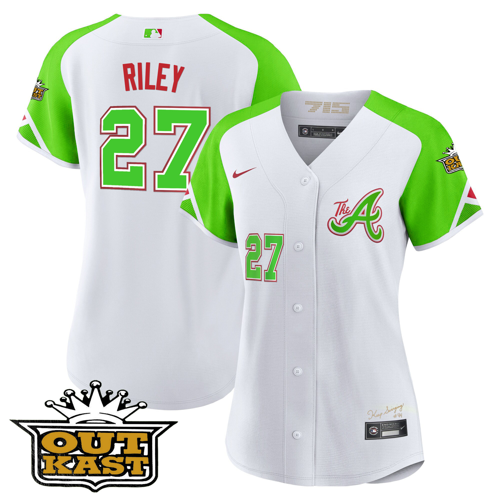 Austin Riley Women's Atlanta Braves Atliens City Connect Flex Base Bright Green Jersey - All Stitched