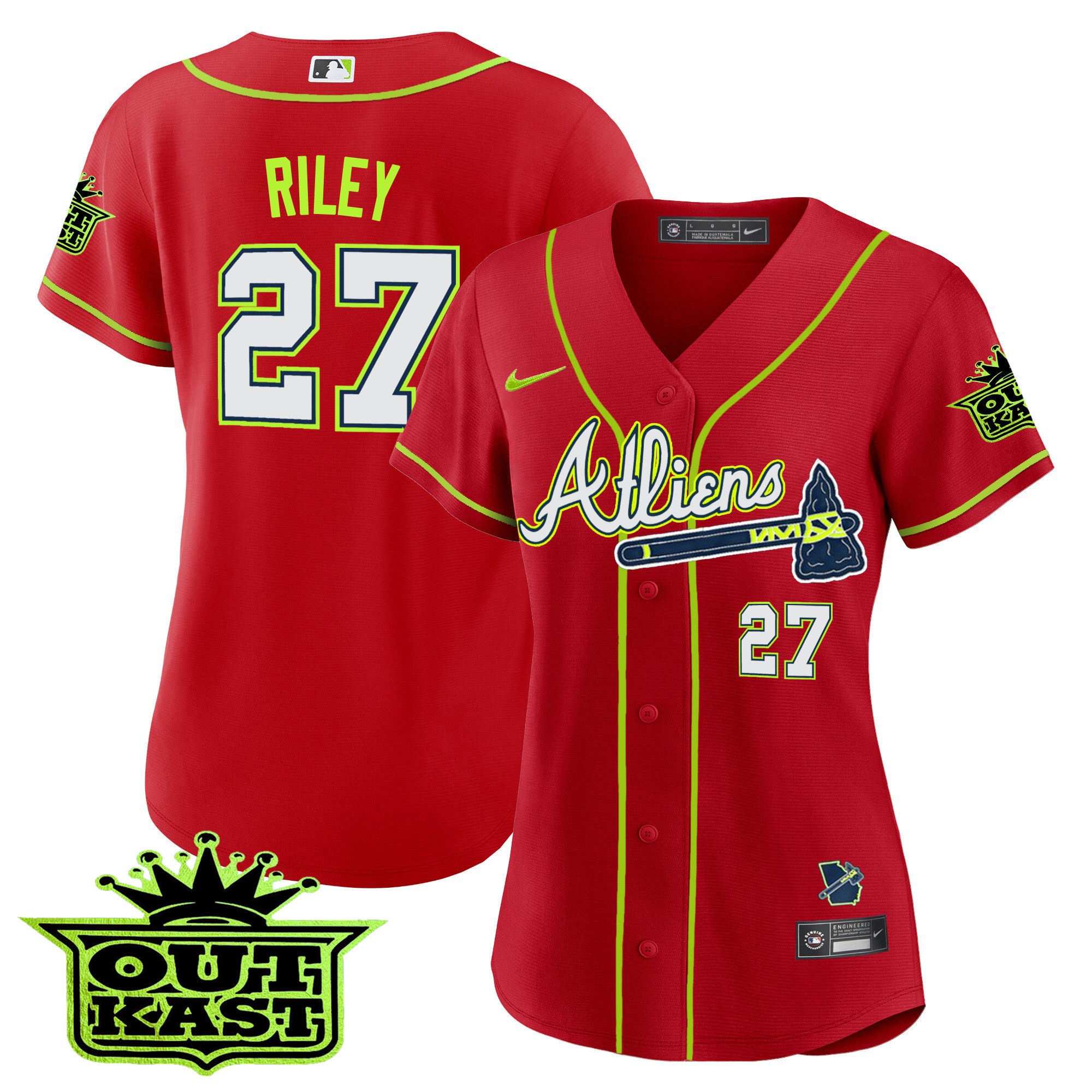 Austin Riley Women's Atlanta Braves Atliens Red Jersey - All Stitched