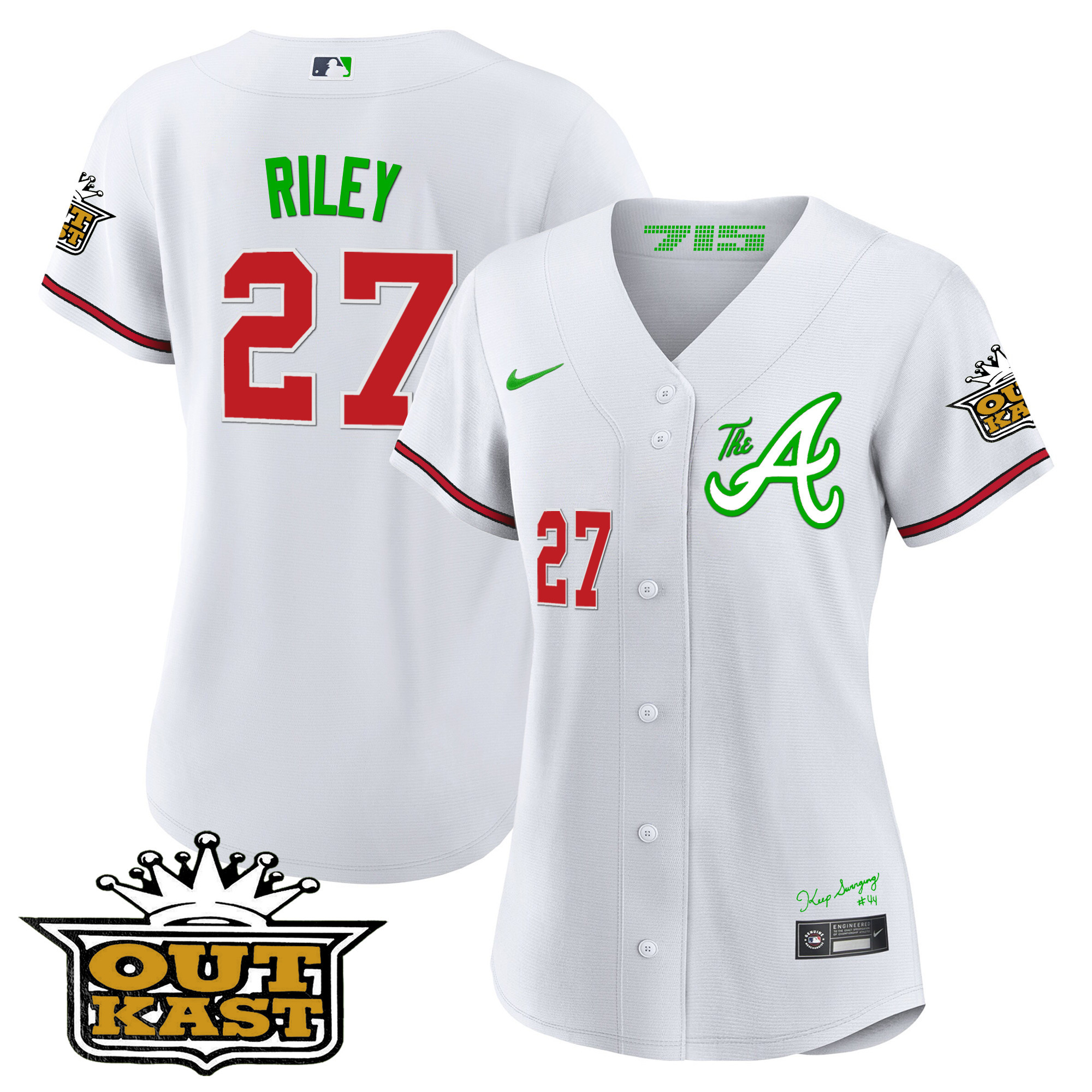 Austin Riley Women's Atlanta Braves Atliens The A Baseball White Jersey - All Stitched
