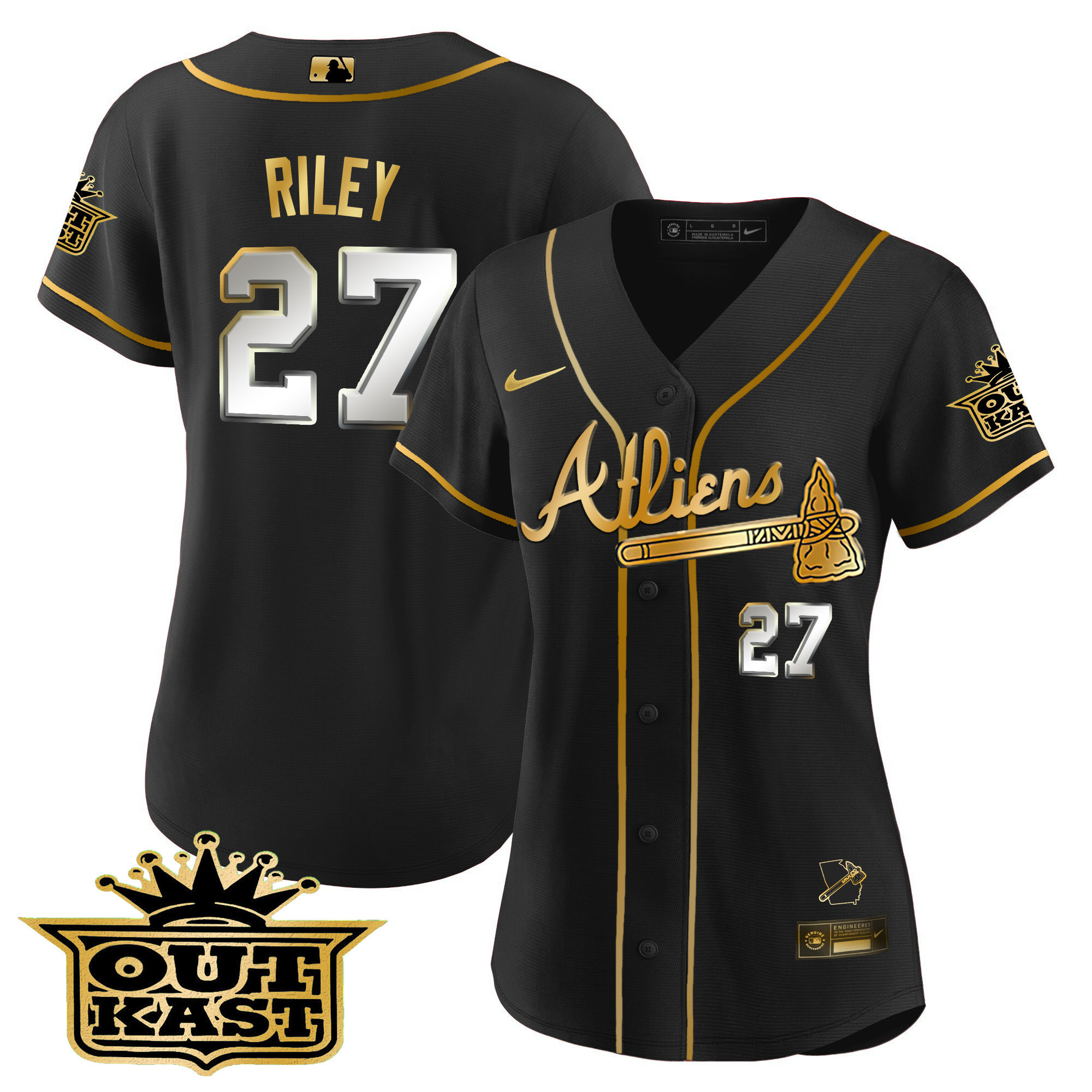 Austin Riley Women's Atlanta Braves Atliens V2 Black Limited Jersey - All Stitched