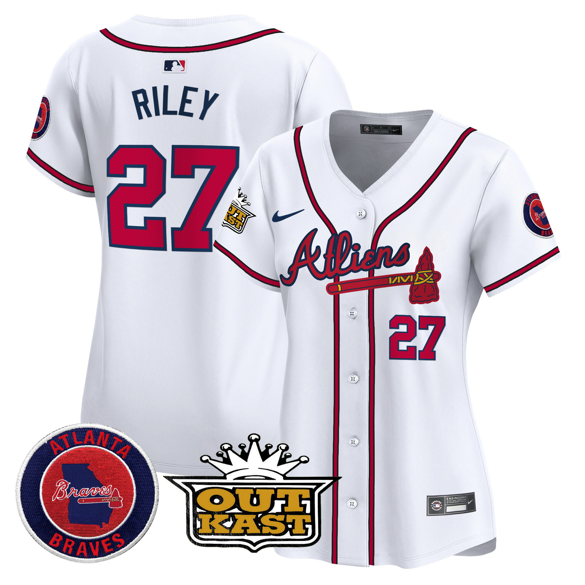 Austin Riley Women's Atlanta Braves Atliens Vapor Premier Limited White Jersey - All Stitched