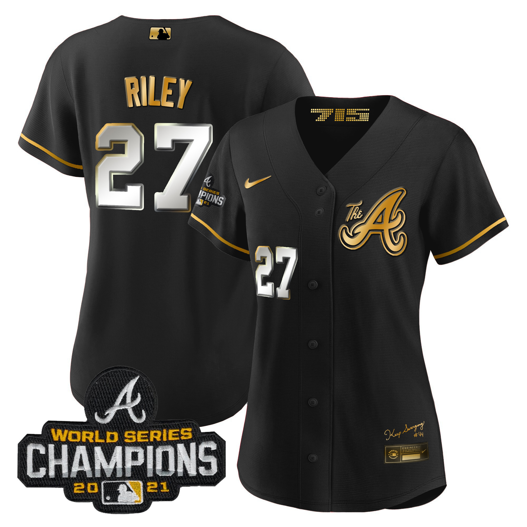 Austin Riley Women's Atlanta Braves Champions City Connect Gold Black Gold Jersey - All Stitched