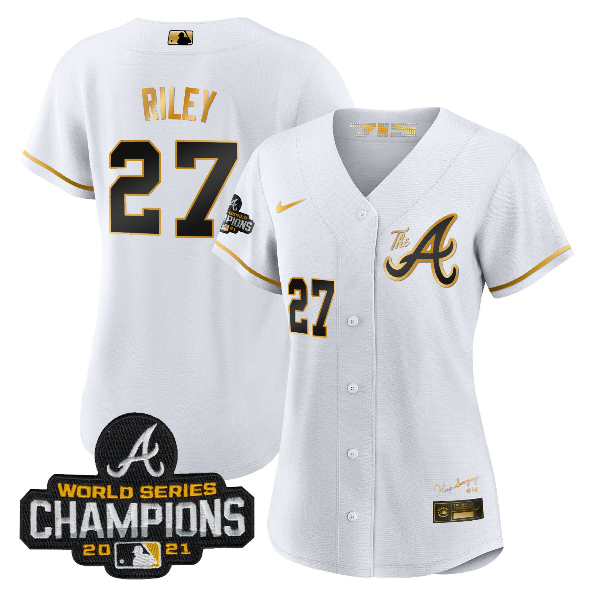 Austin Riley Women's Atlanta Braves Champions City Connect Gold White Gold Jersey - All Stitched