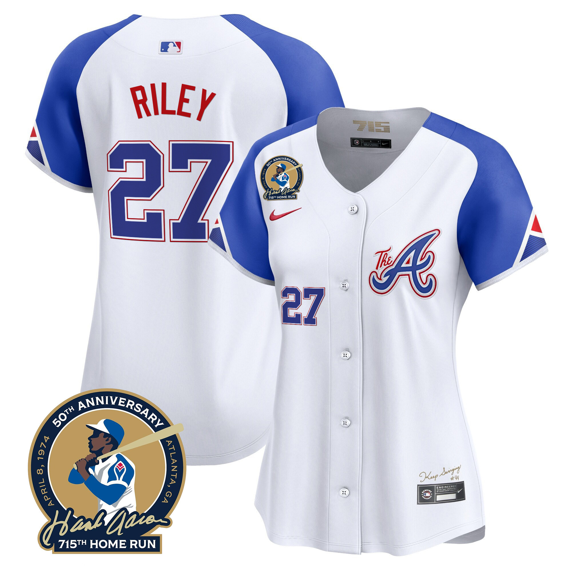 Austin Riley Women's Atlanta Braves Hank Aaron 715th Home Run Patch Vapor Premier Limited City Connect Jersey - All Stitched