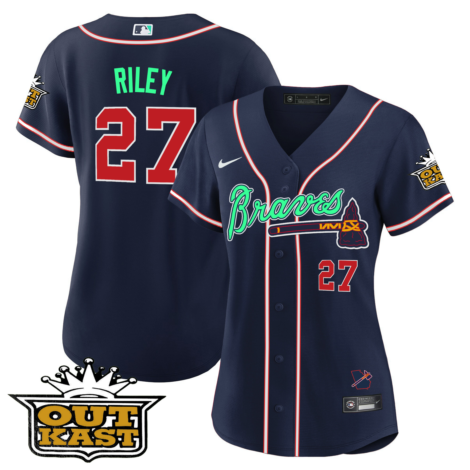 Austin Riley Women's Atlanta Braves Outkast Baseball - Galaxy Version Navy Jersey - All Stitched