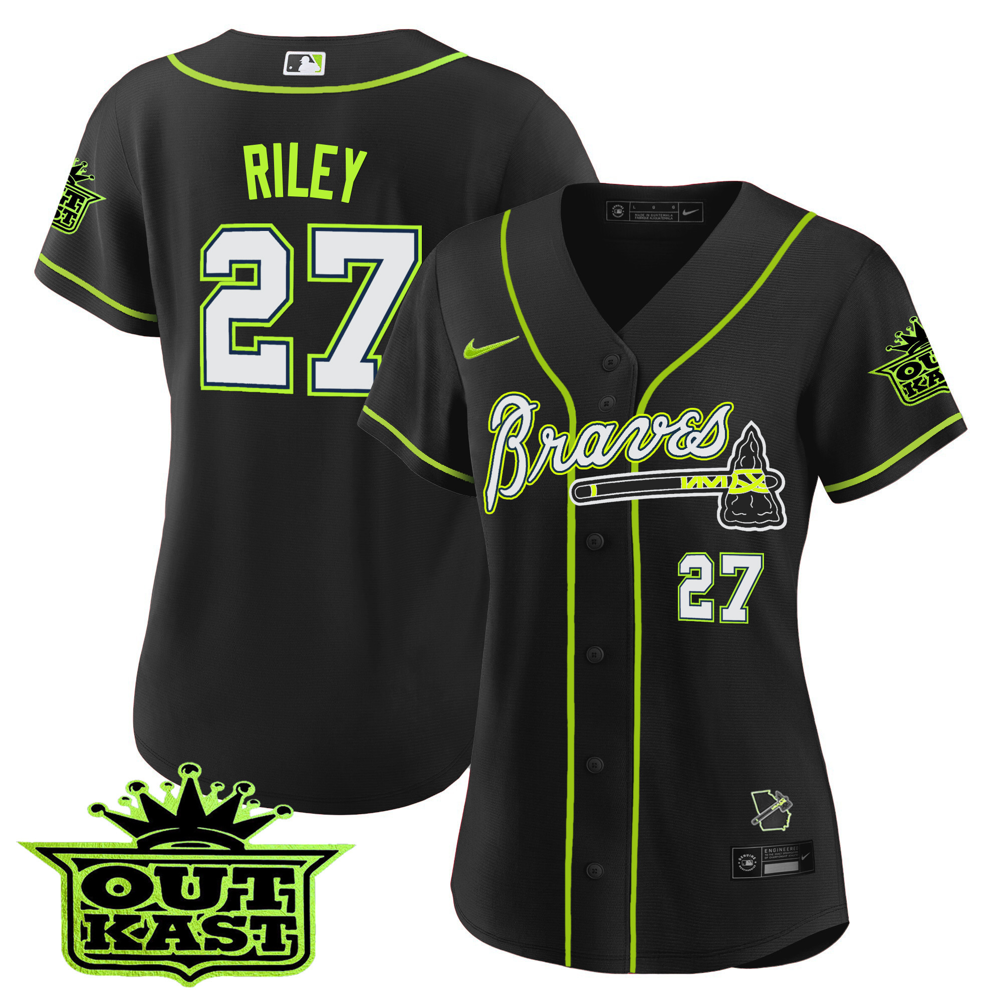 Austin Riley Women's Atlanta Braves Outkast Baseball V2 Black Jersey - All Stitched