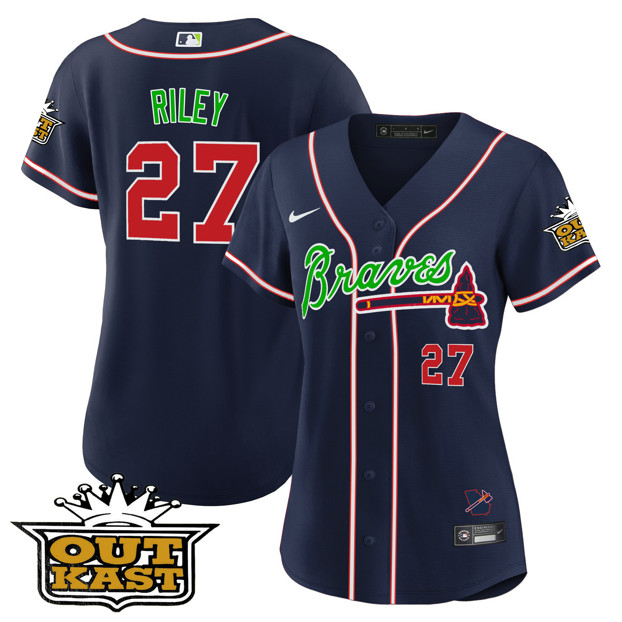 Austin Riley Women's Atlanta Braves Outkast Baseball V2 Navy Jersey - All Stitched
