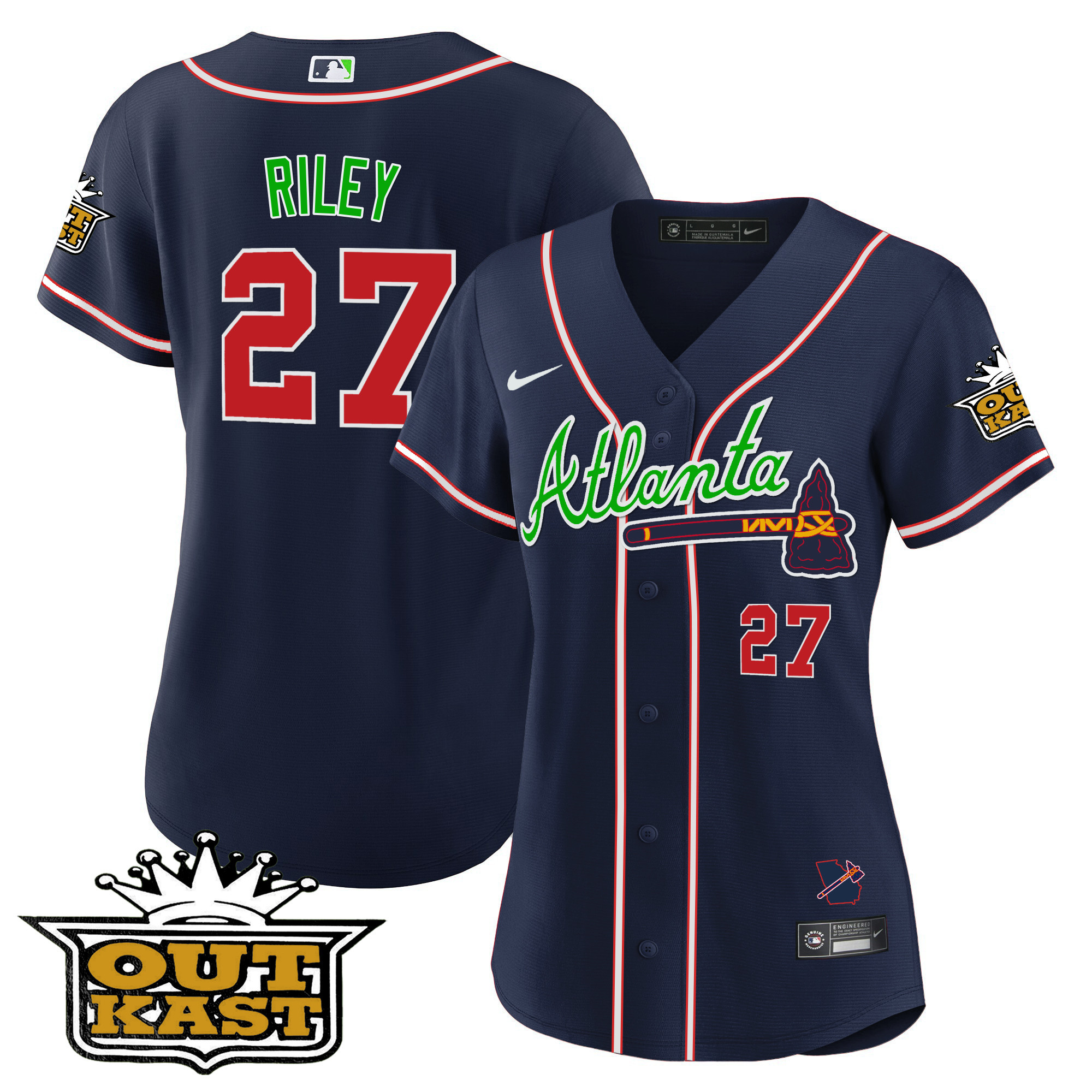 Austin Riley Women's Atlanta Braves Outkast Baseball V3 Navy Jersey - All Stitched