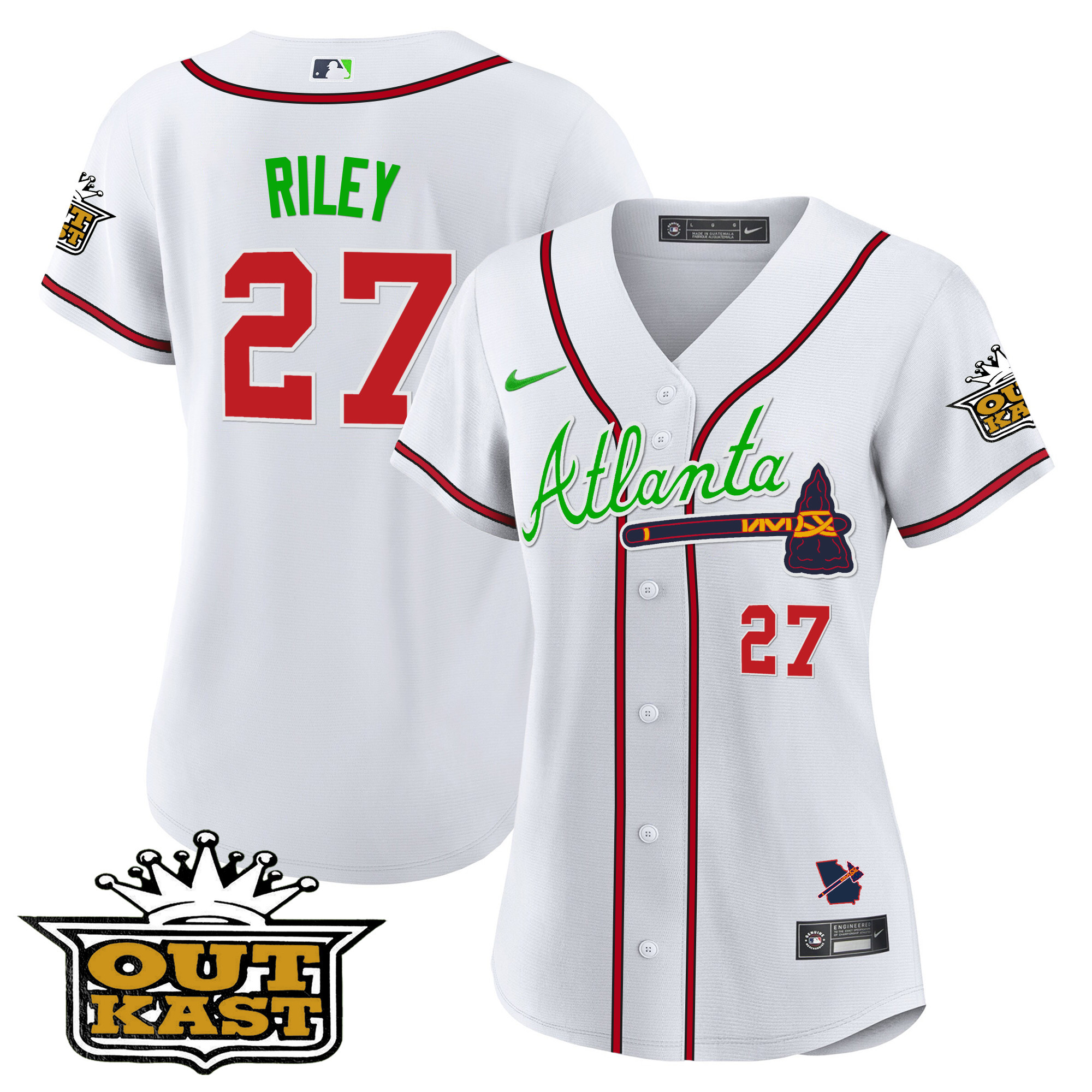 Austin Riley Women's Atlanta Braves Outkast Baseball V3 White Jersey - All Stitched